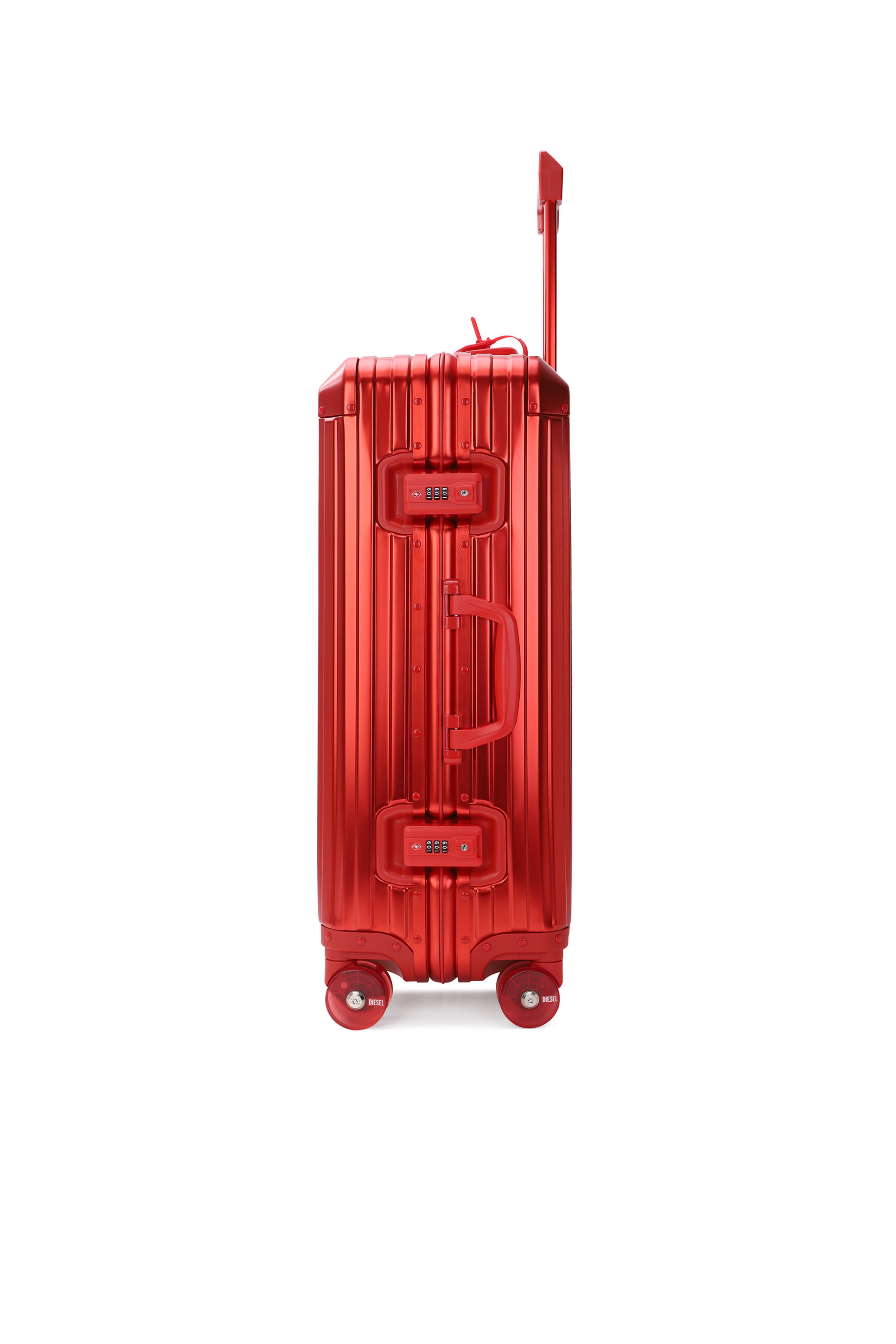 Diesel - DIESEL ALUMINUM TROLLEY- DSL002, Unisex Koffer aus Aluminium Gr&ouml;&szlig;e M in Rot - 4