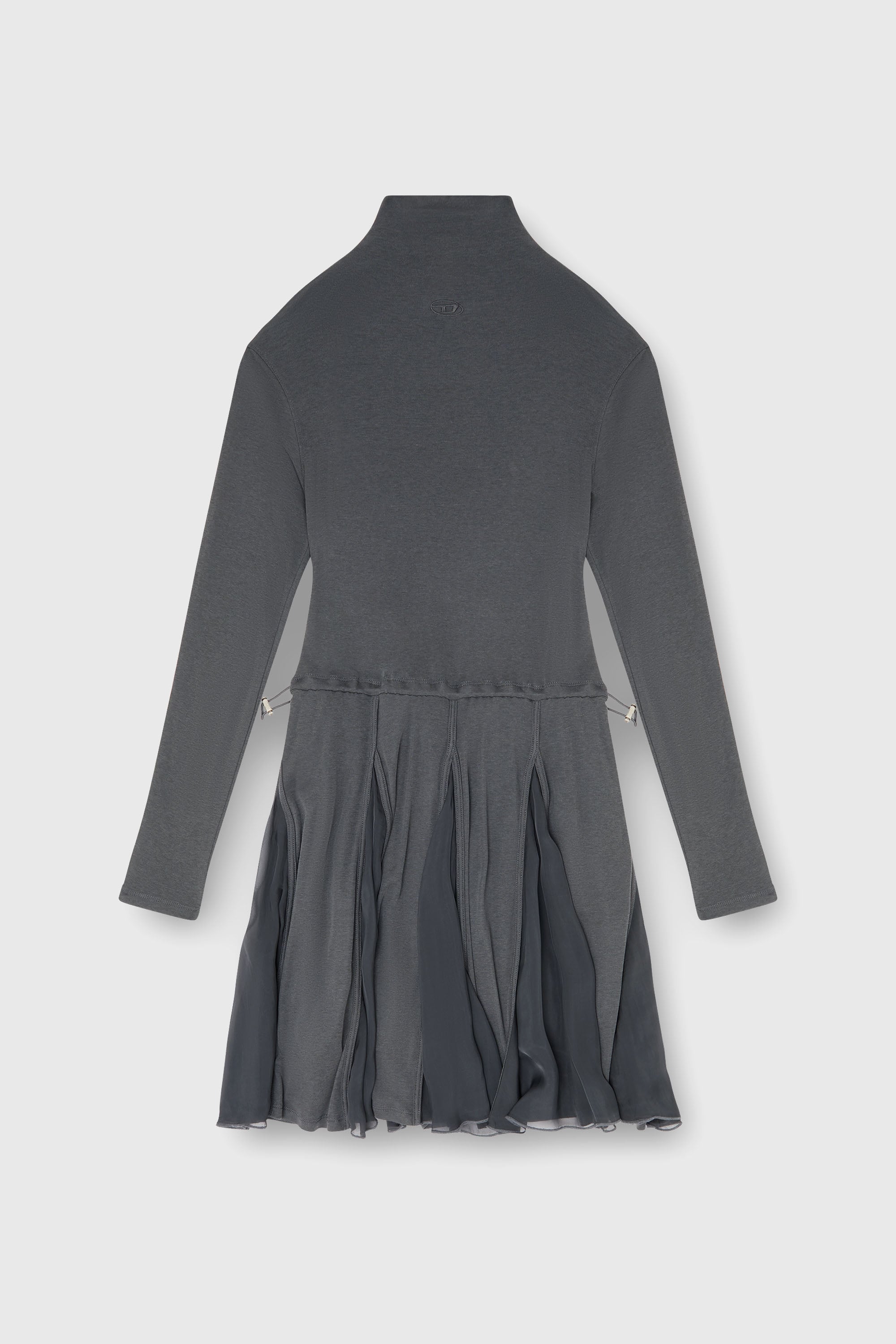 Diesel - D-REI, Damen Rollkragen-Minikleid aus Jersey und Chiffon in Grau - 1