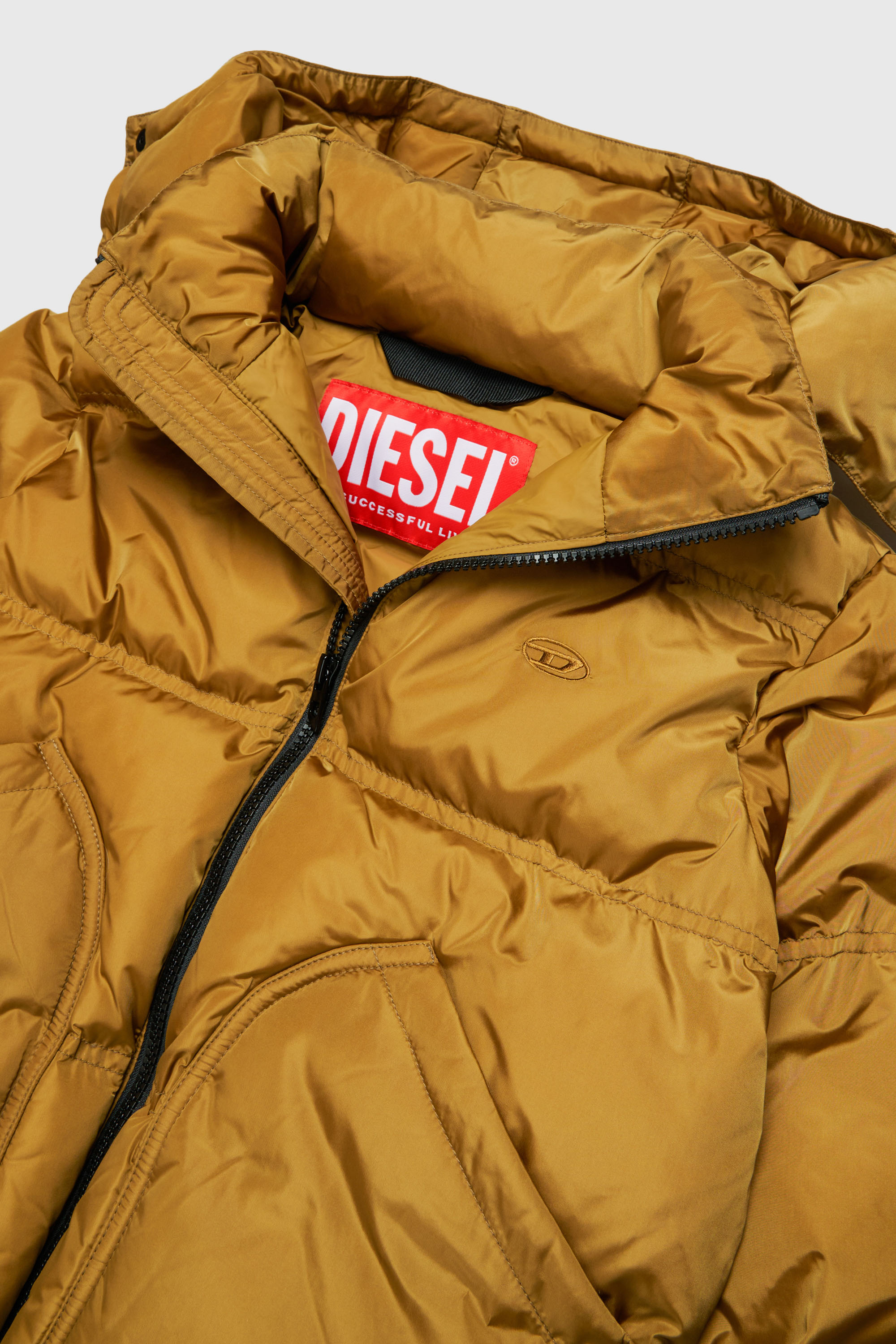 Diesel - JRIVON, Unisex Steppjacke mit Kapuze und oversized Taschen in Braun - 3