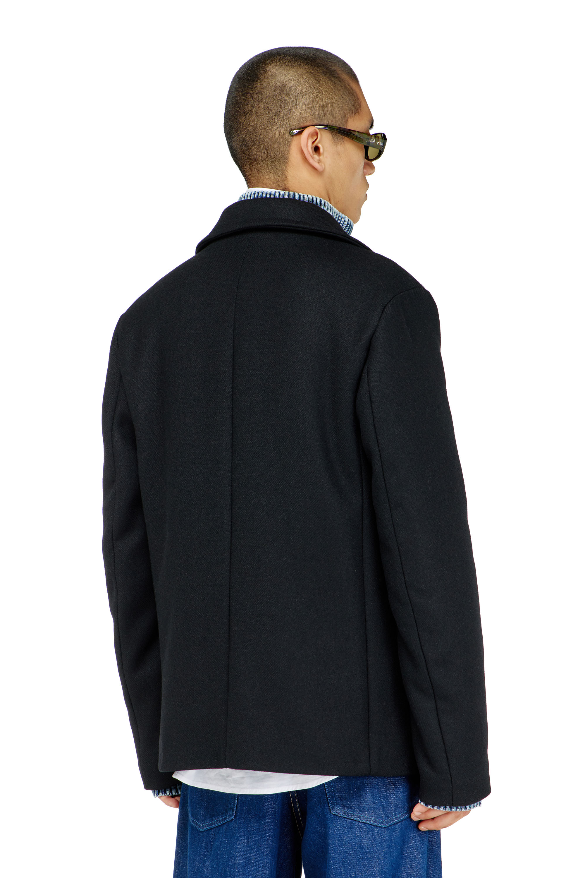 Diesel - W-HALEY-WRD, Herren Cabanjacke aus gefilztem Wollgemisch in Schwarz - 4