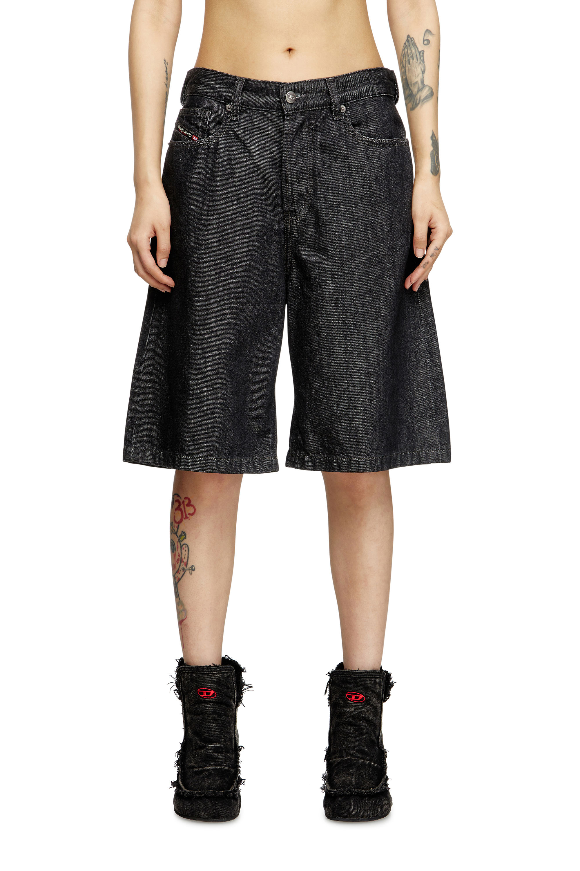 Diesel - DE-SIRE-SHORT, Damen Shorts aus Rinse-Wash-Denim in Schwarz - 1