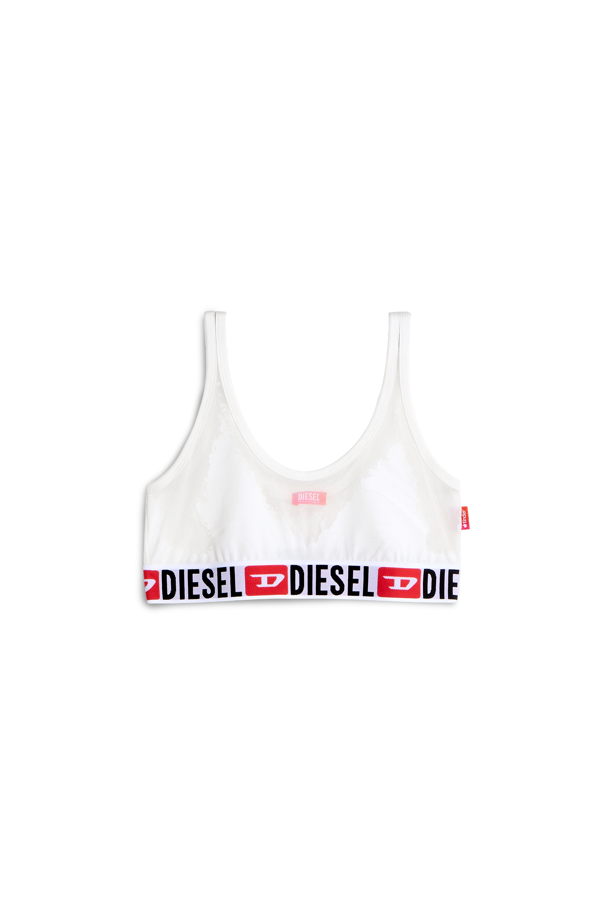 Diesel - PR-ORIBA-D-CORE, Damen Bralette mit transparentem Devor&eacute;-Effekt in Wei&szlig; - 3