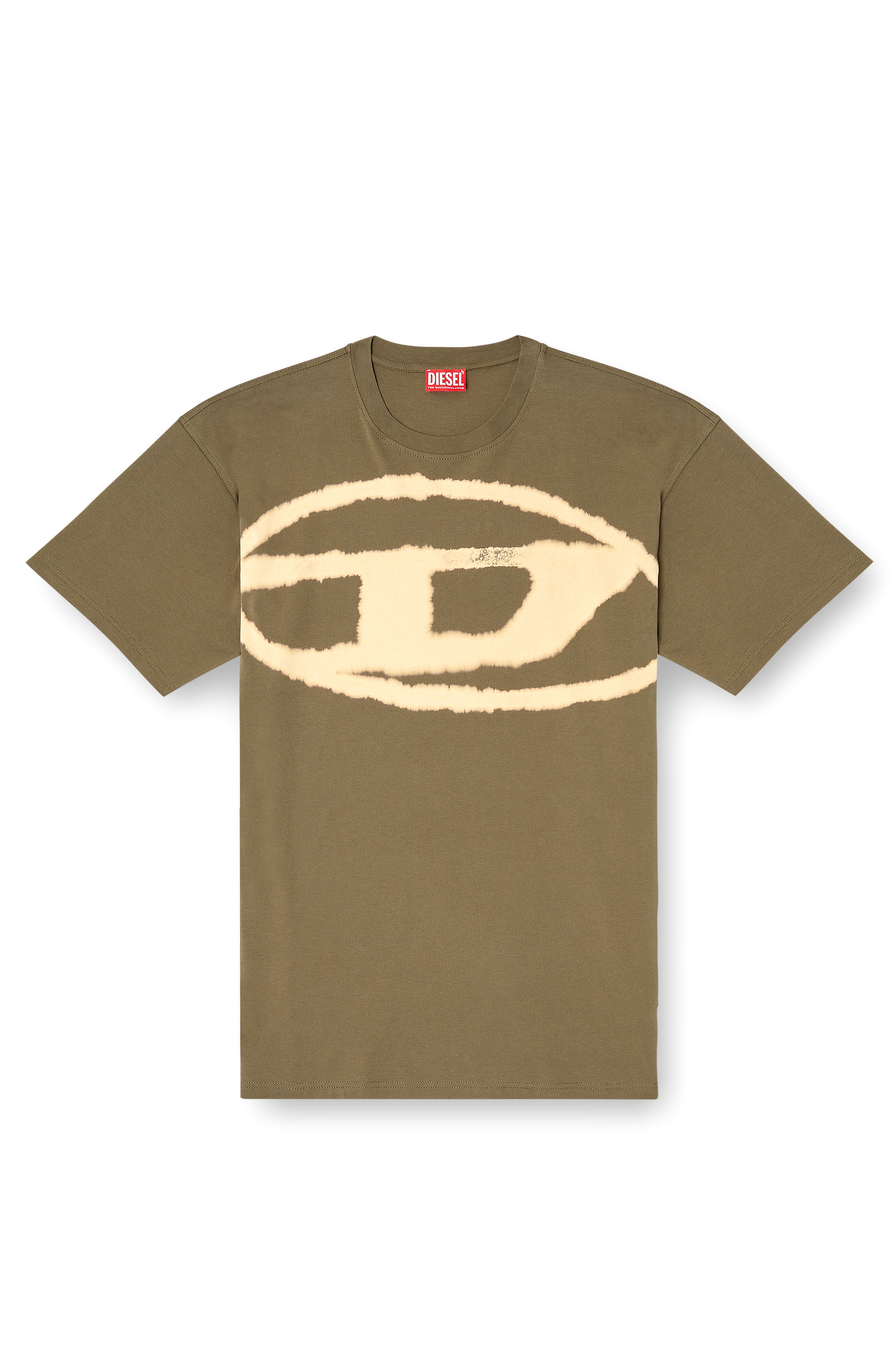 Diesel - T-BOXT-BLEACH, Herren T-Shirt mit gebleichtem Oval D-Logo in Armeegrün - 3