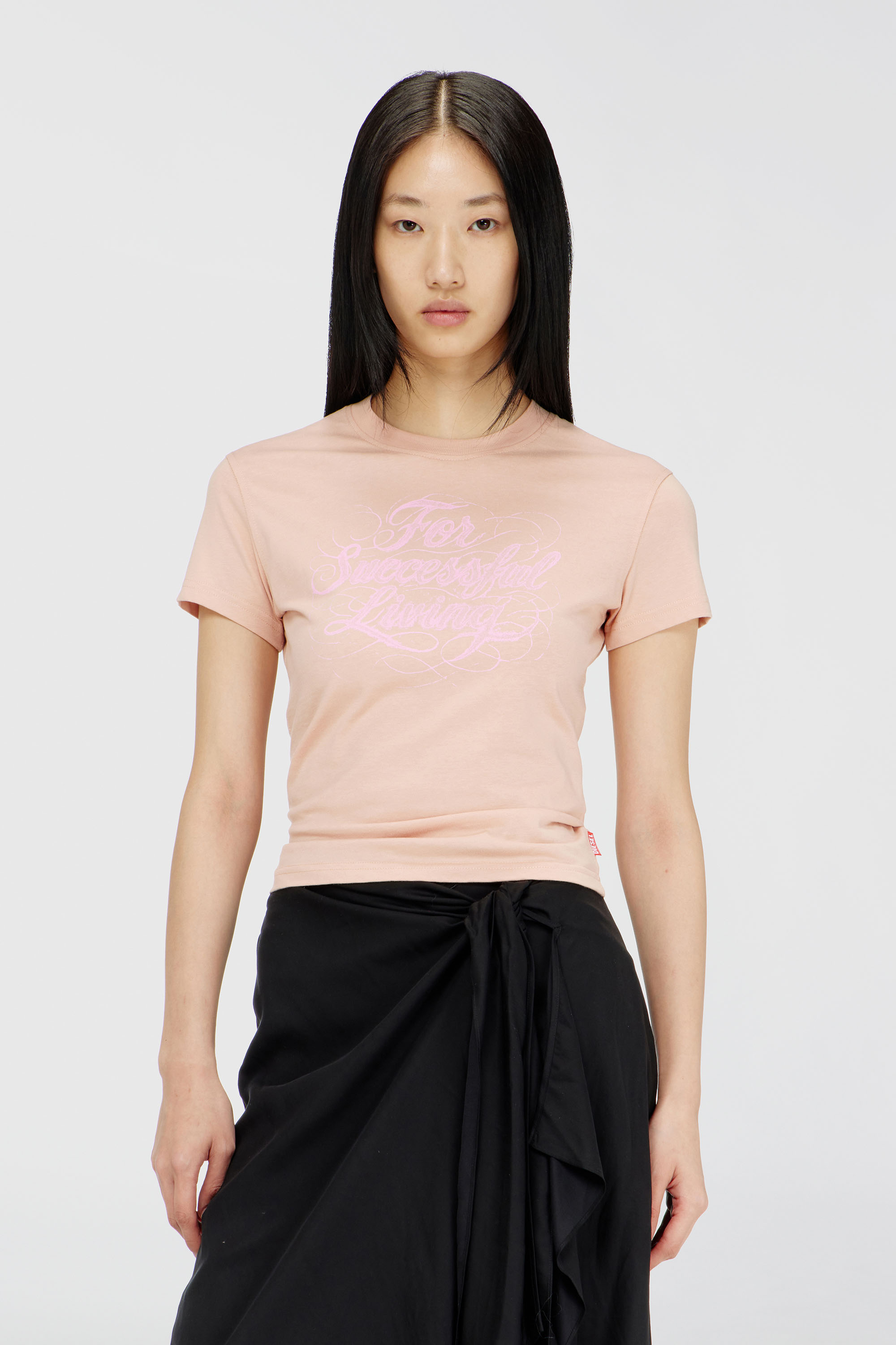 Diesel - T-ILA-AA4, Damen T-Shirt mit Logo-Print in Rosa - 3