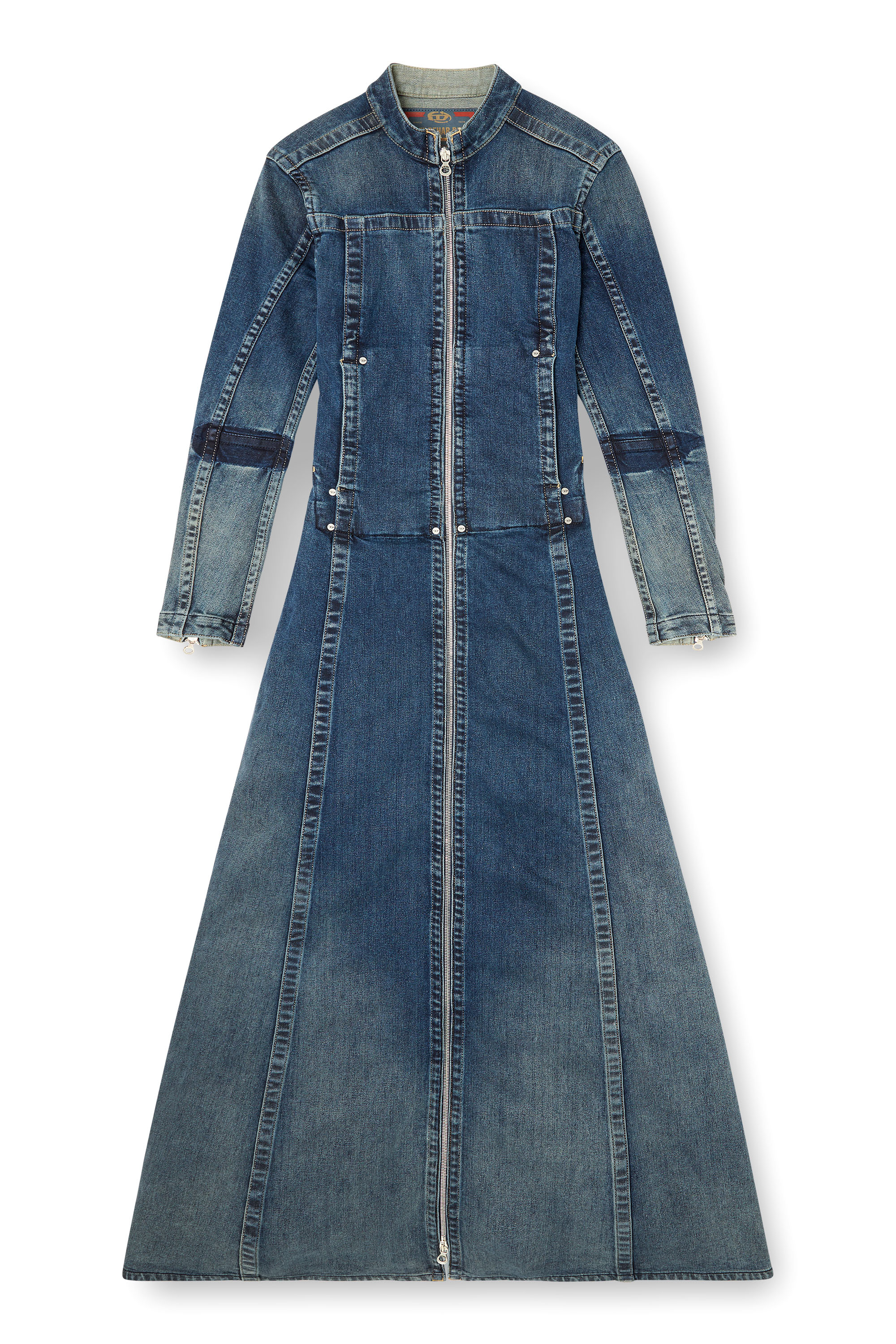 Diesel - DE-RO1-RE-FSG, Damen Maxikleid aus Rehab-Denim in Mittelblau - 1