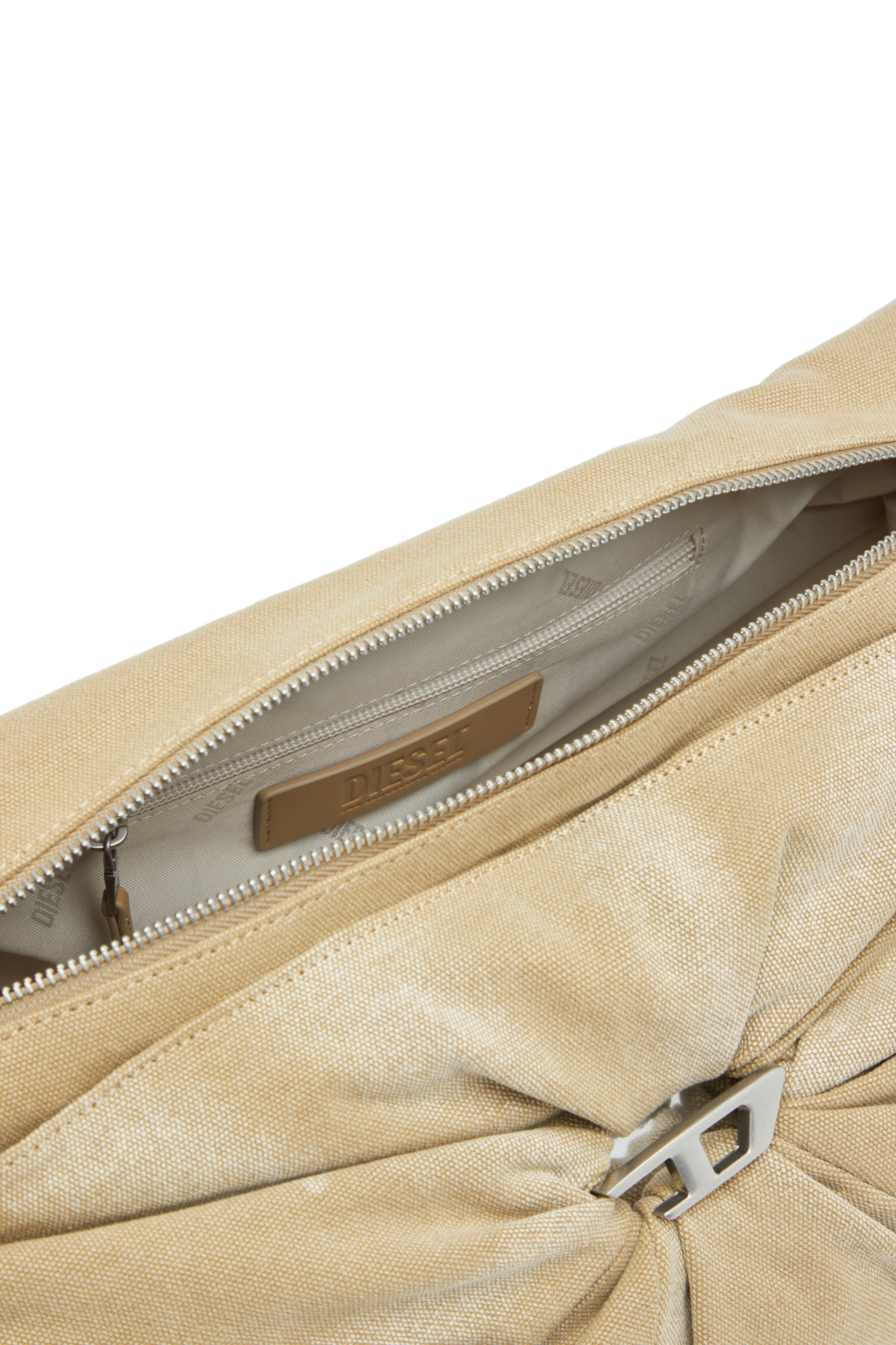 Diesel - SCRUNCH-D CROSSBODY L, Damen Scrunch-D L-Knitter-Seesack aus behandeltem Canvas in Beige - 4