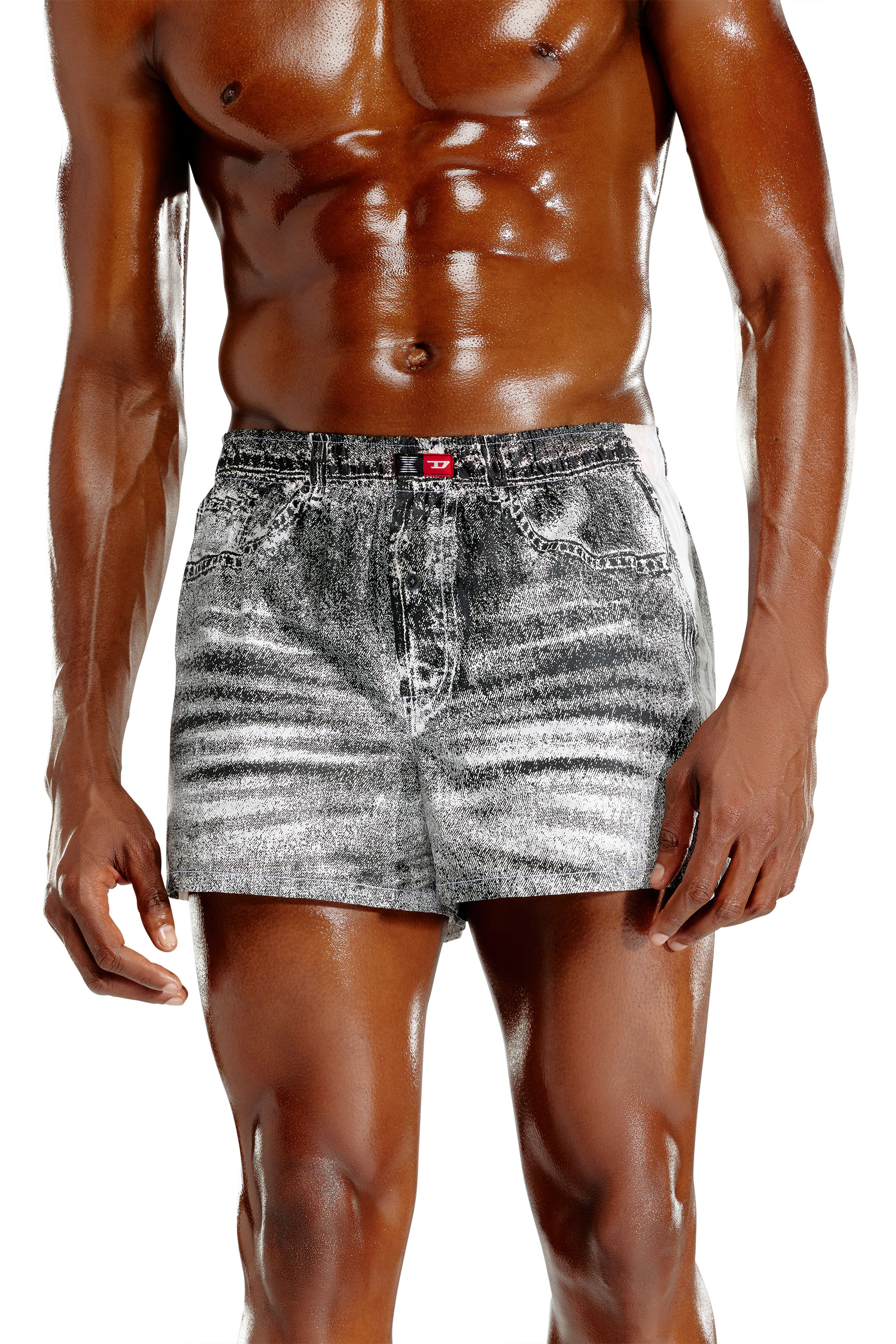 Diesel - TROMPE-BOXERS, Herren Boxershorts aus Baumwollpopeline im Denim-Look in Dunkelgrau - 2