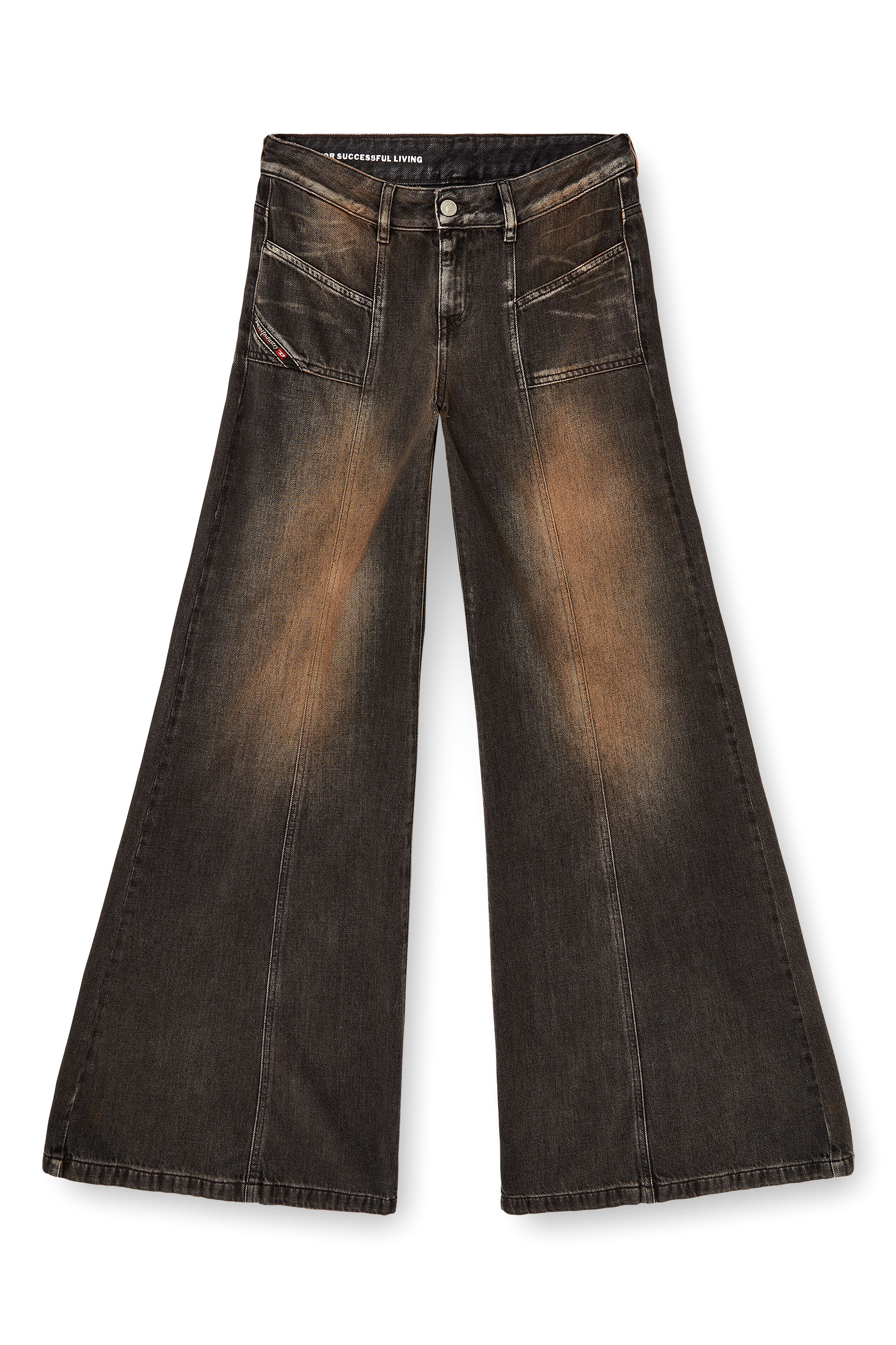Diesel - Damen Flare Jeans D-Akii 068TX, Schwarz/Dunkelgrau - 3