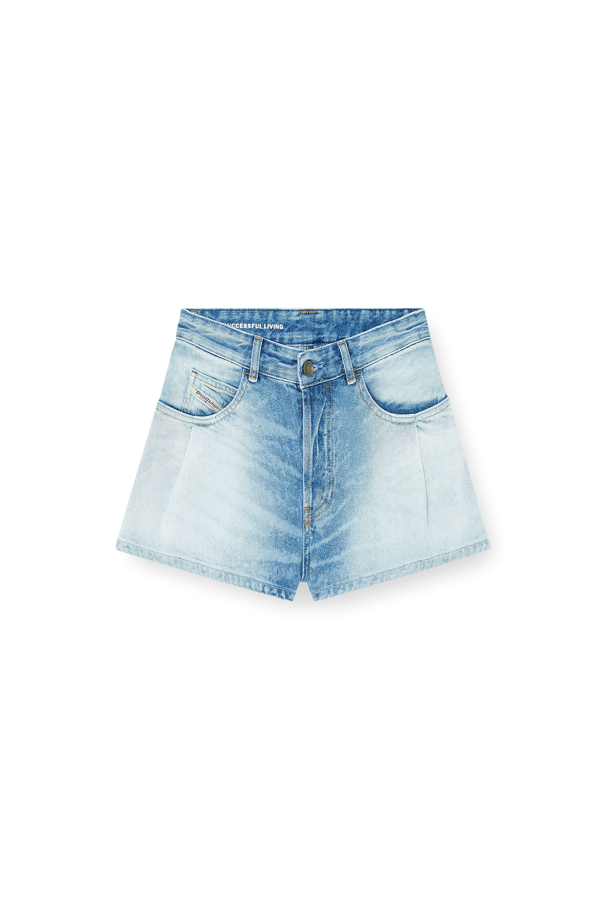 Diesel - DE-KHELZ-B-SHORT-S, Damen Weite Jeansshorts in Hellblau - 3