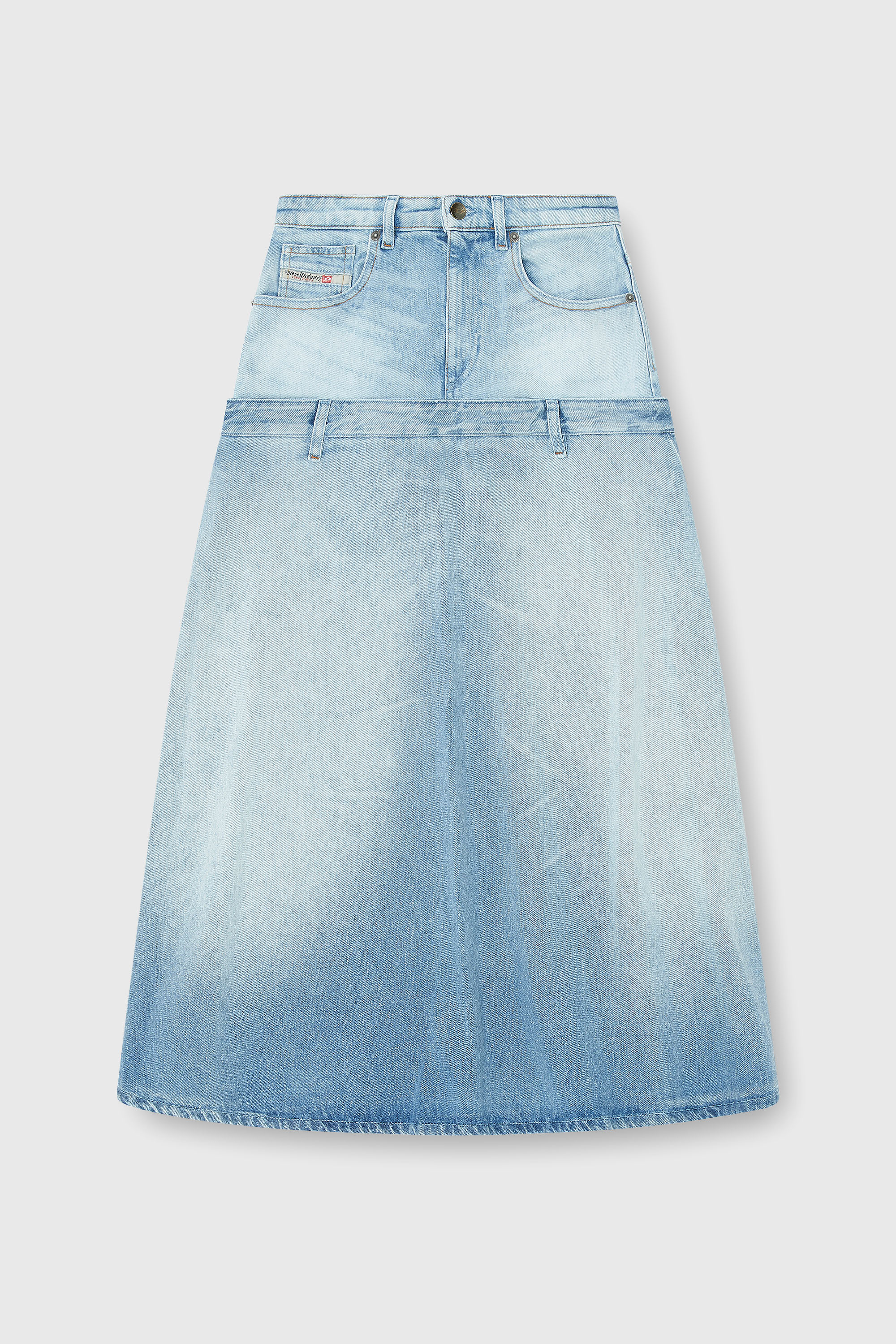 Diesel - DE-VORYA-S, Woman's Denim skirt with layered design in Light Blue - 2