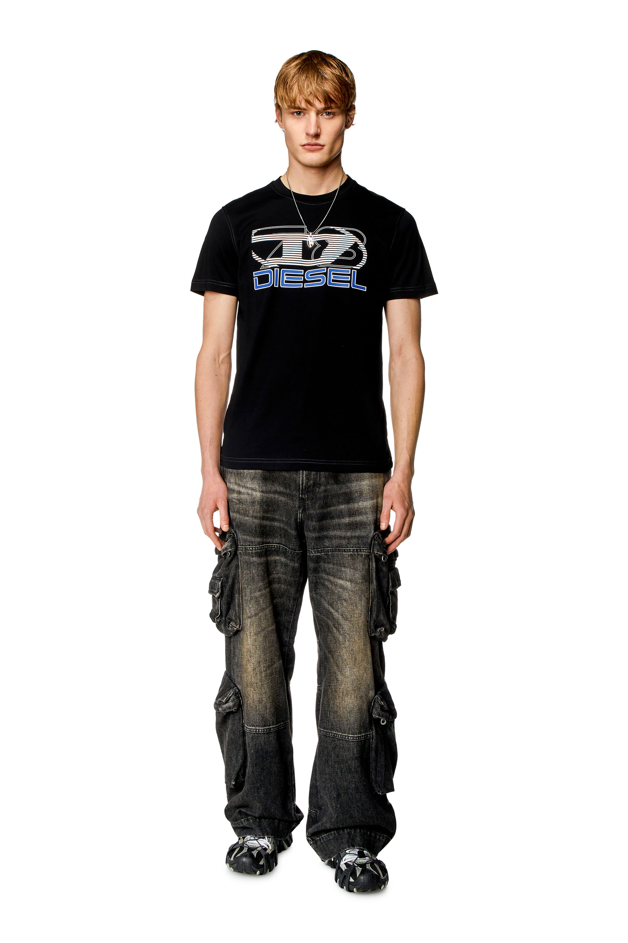 Diesel - T-DIEGOR-K74, Man T-shirt with Oval D 78 print in Black - Image 2