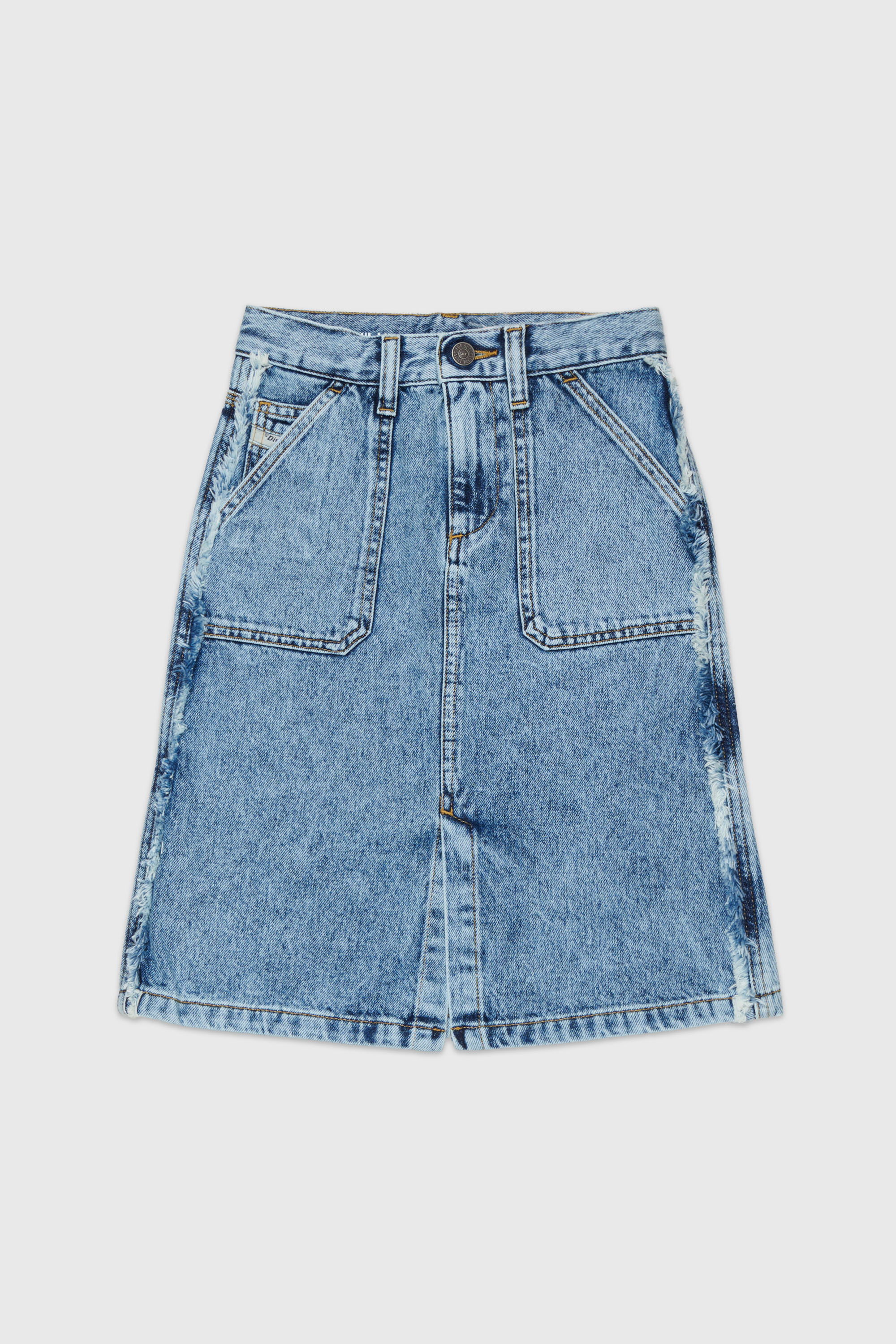 Diesel - GELKA, Damen Frayed denim-rock mit rose patch in Mittelblau - 1
