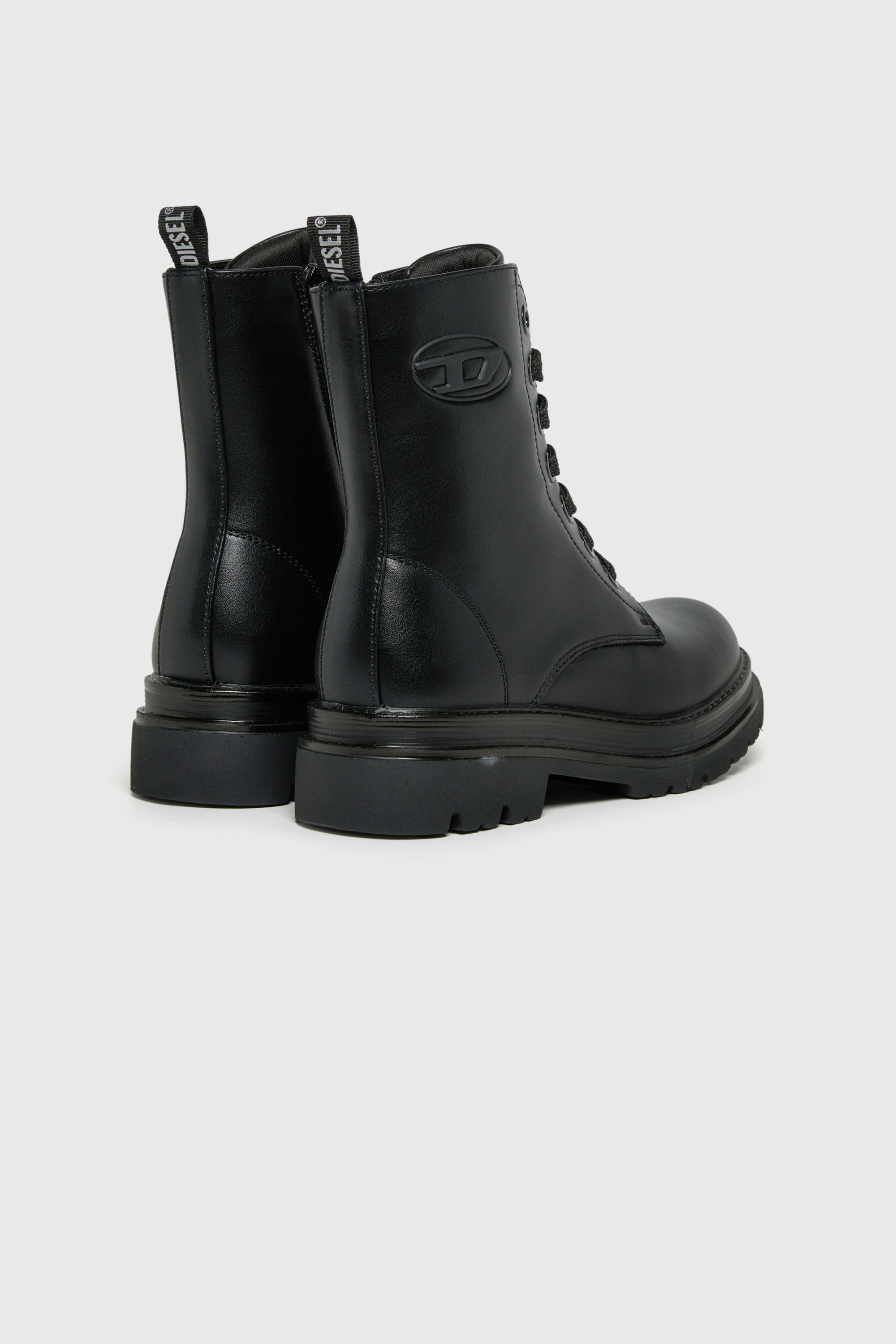 Diesel - D-ANFISTR-PU, Unisex D-Anfistr- Combat Boots mit gepr&auml;gtem Oval D Logo in Schwarz - 3