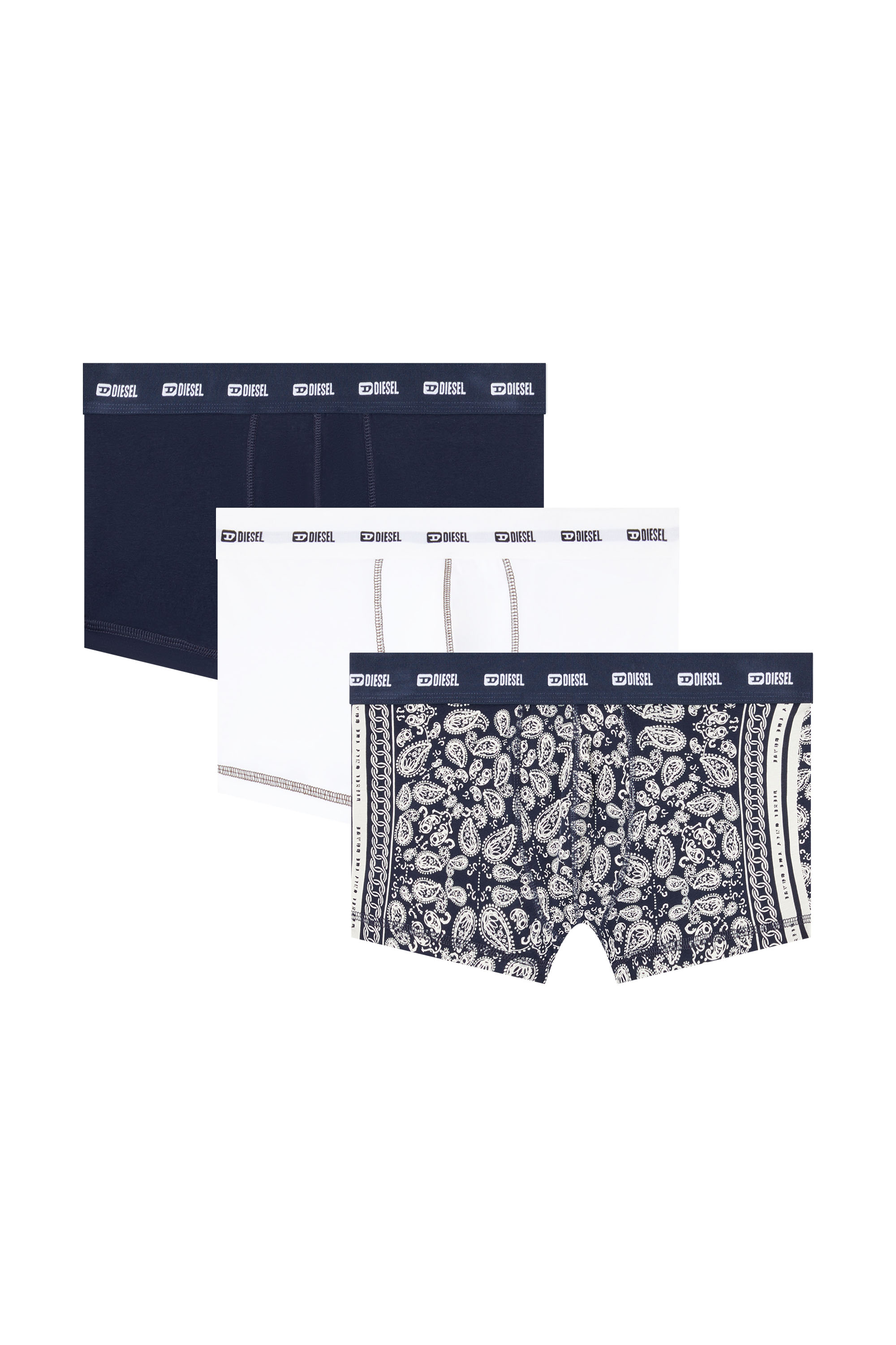 Diesel - DAMIEN-UTLT-3PACK, Herren Retropants im Dreierpack mit Bandana-Print in Blau/Weiss - 1