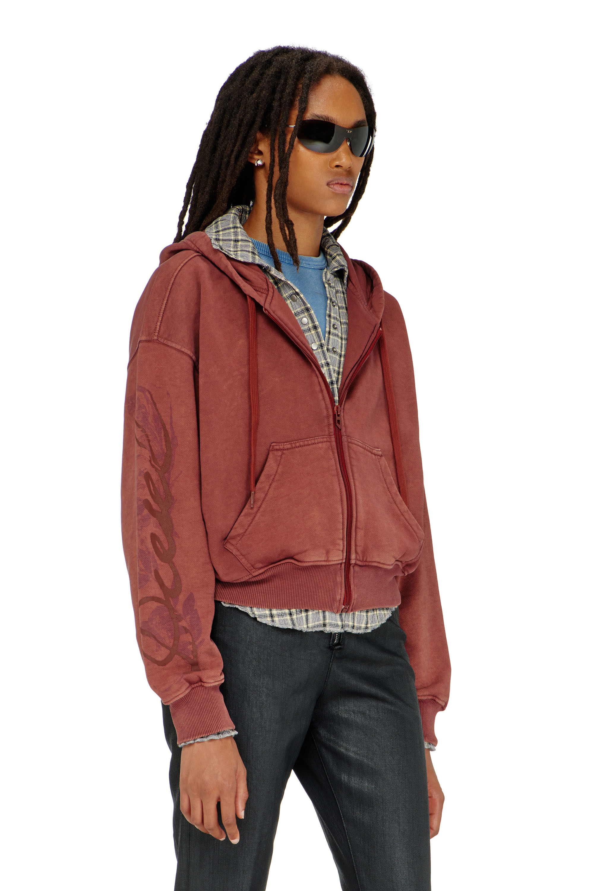 Diesel - F-ELYCY, Damen Sweatjacke mit floralem Logo im puff-print in null - 1