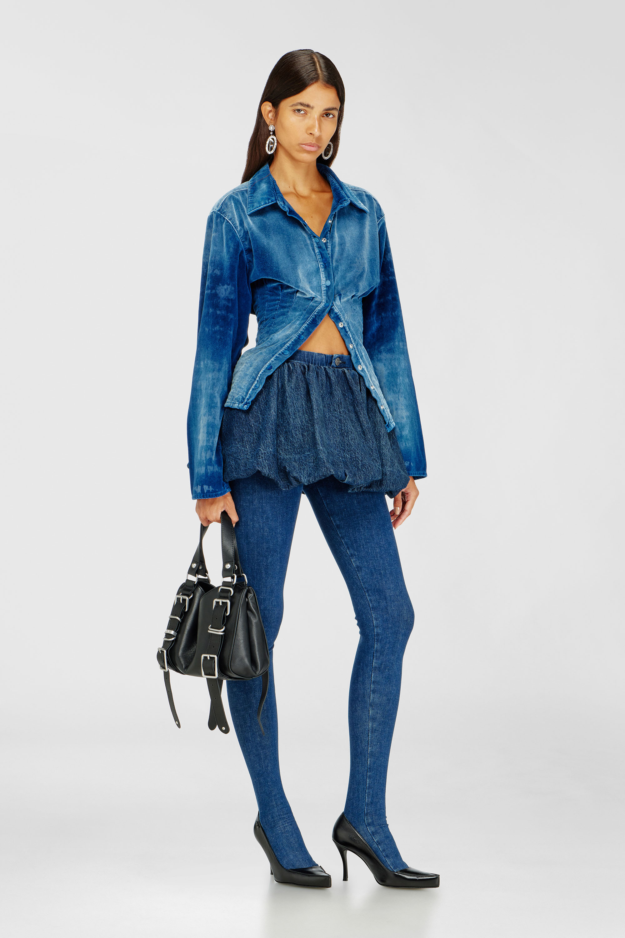 Diesel - DE-MUJ-FSJ2, Damen Kurzer Bubble-Rock aus Denim in Dunkelblau - 1