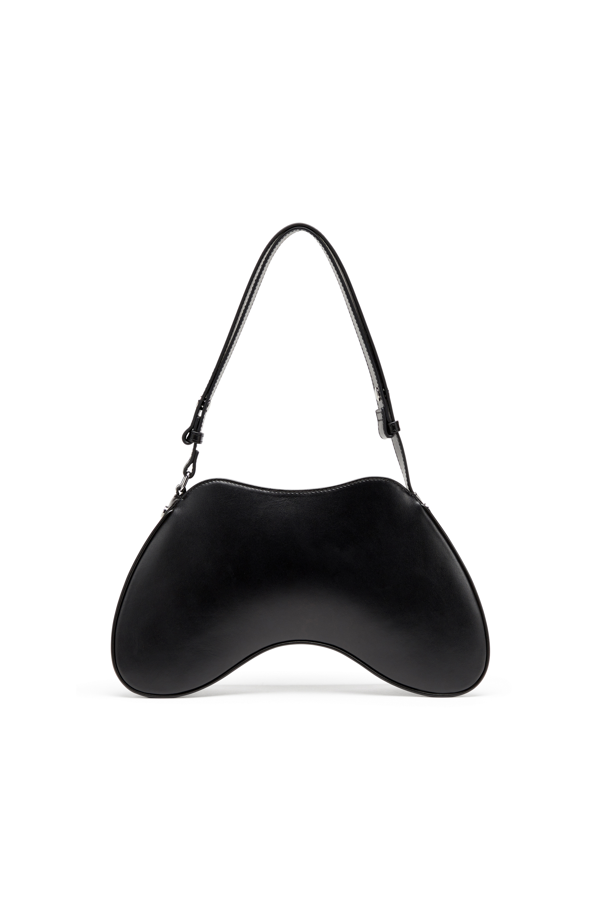 Diesel - PLAY SHOULDER, Woman's Semi gloss leather shoulder bag in Black - 2