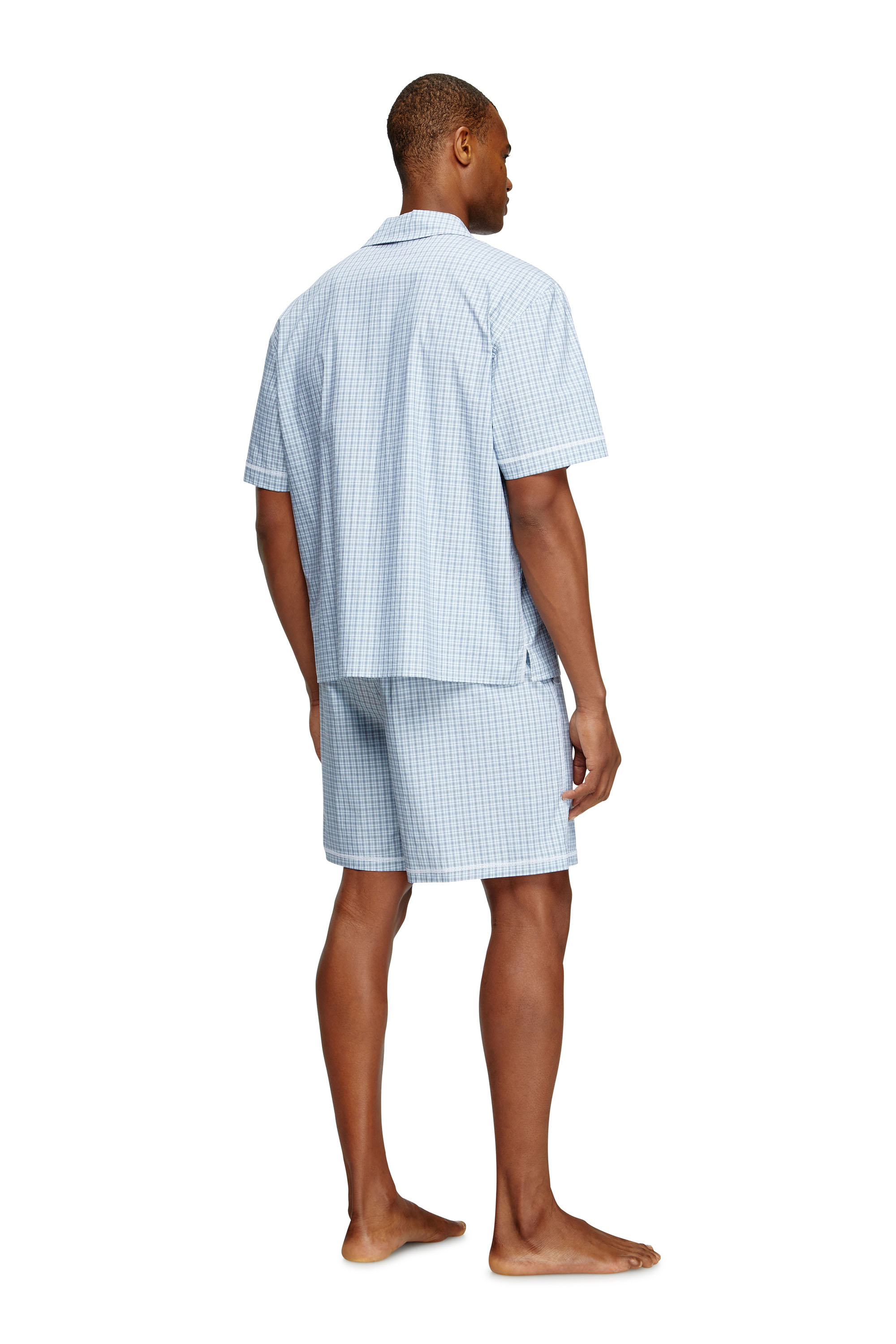 Diesel - SET-RAFAEL-D-CORE, Herren Kurze Pyjamas aus Karo-Baumwolle in Hellblau - 2