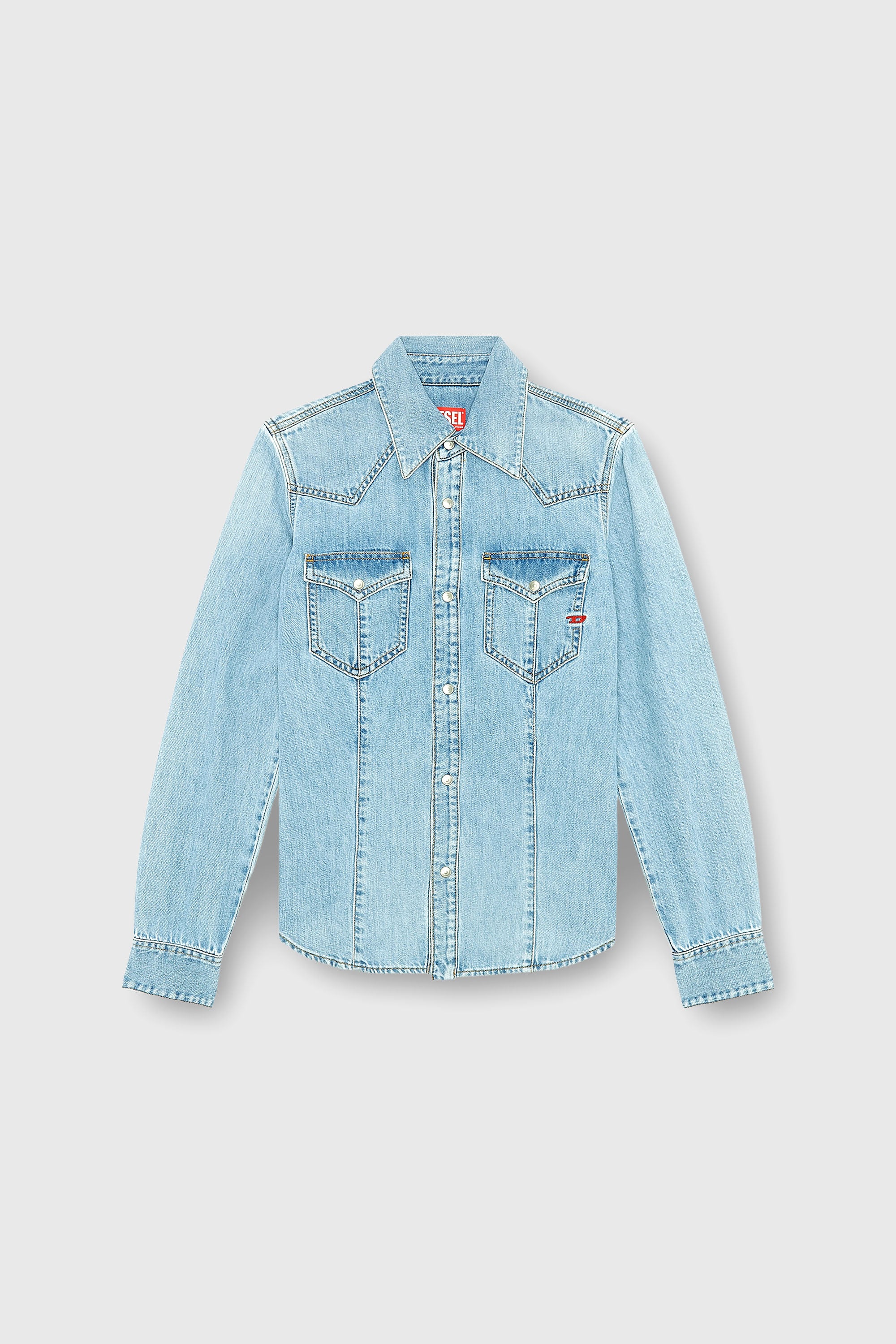 Diesel - DE-WAVES, Damen Western-Shirt aus Denim in Hellblau - 2