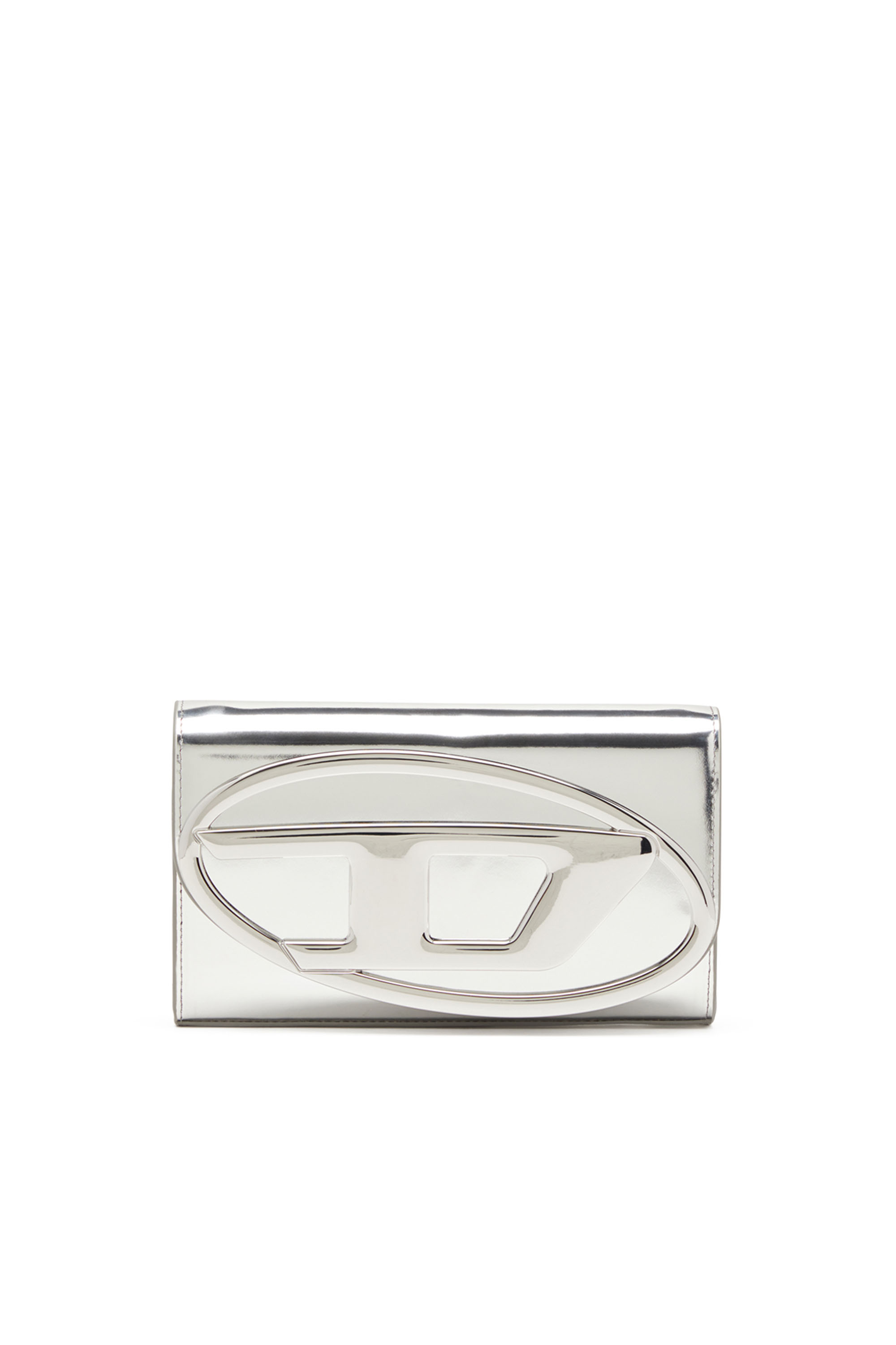 Diesel - 1DR WALLET STRAP, Damen Wallet Bag aus Hochglanz-Leder in Silber - Image 1