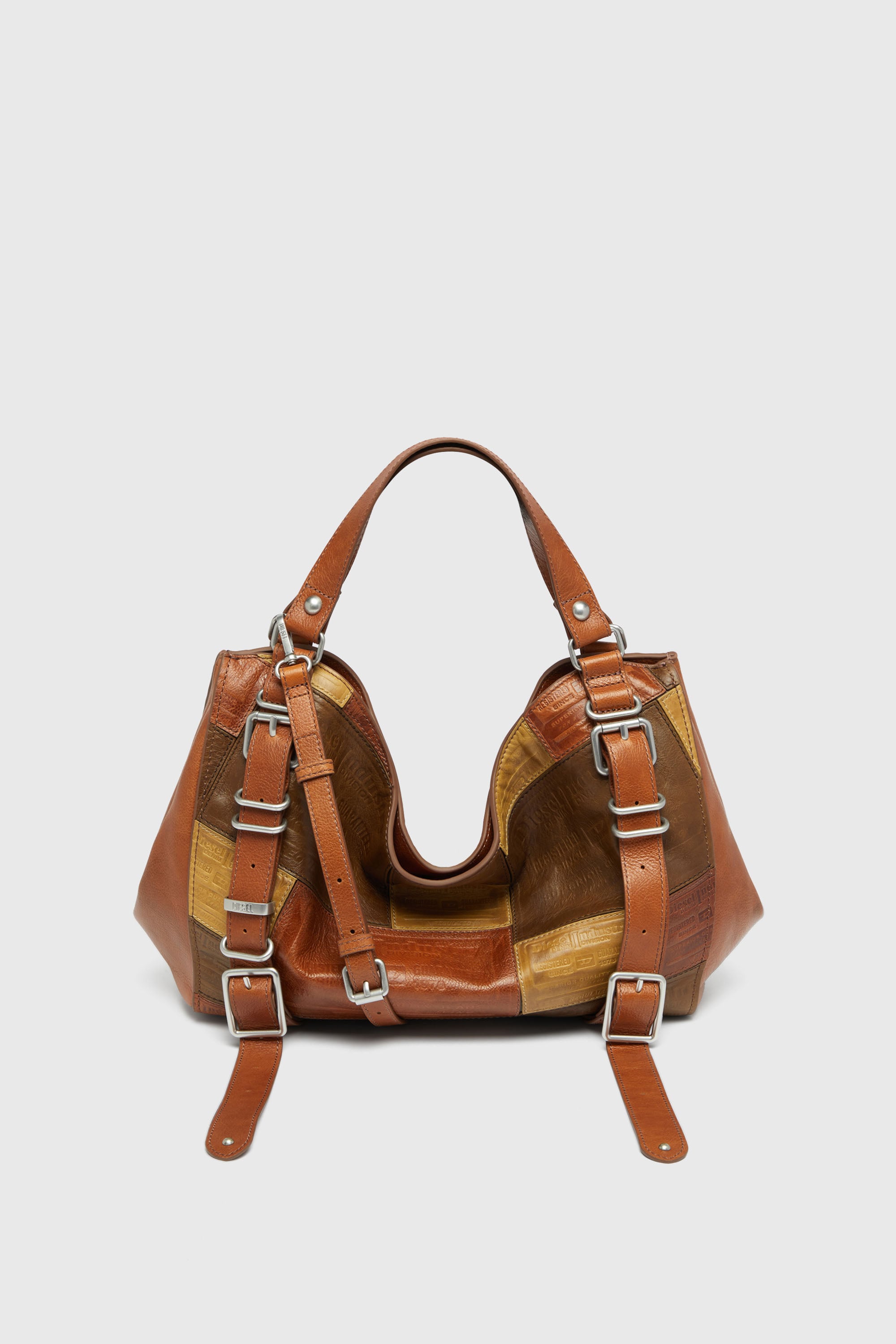 Diesel - D-ONE TOPHANDLE M, Unisex D-One-Medium Henkeltasche aus Patchwork-Leder in Braun - 1