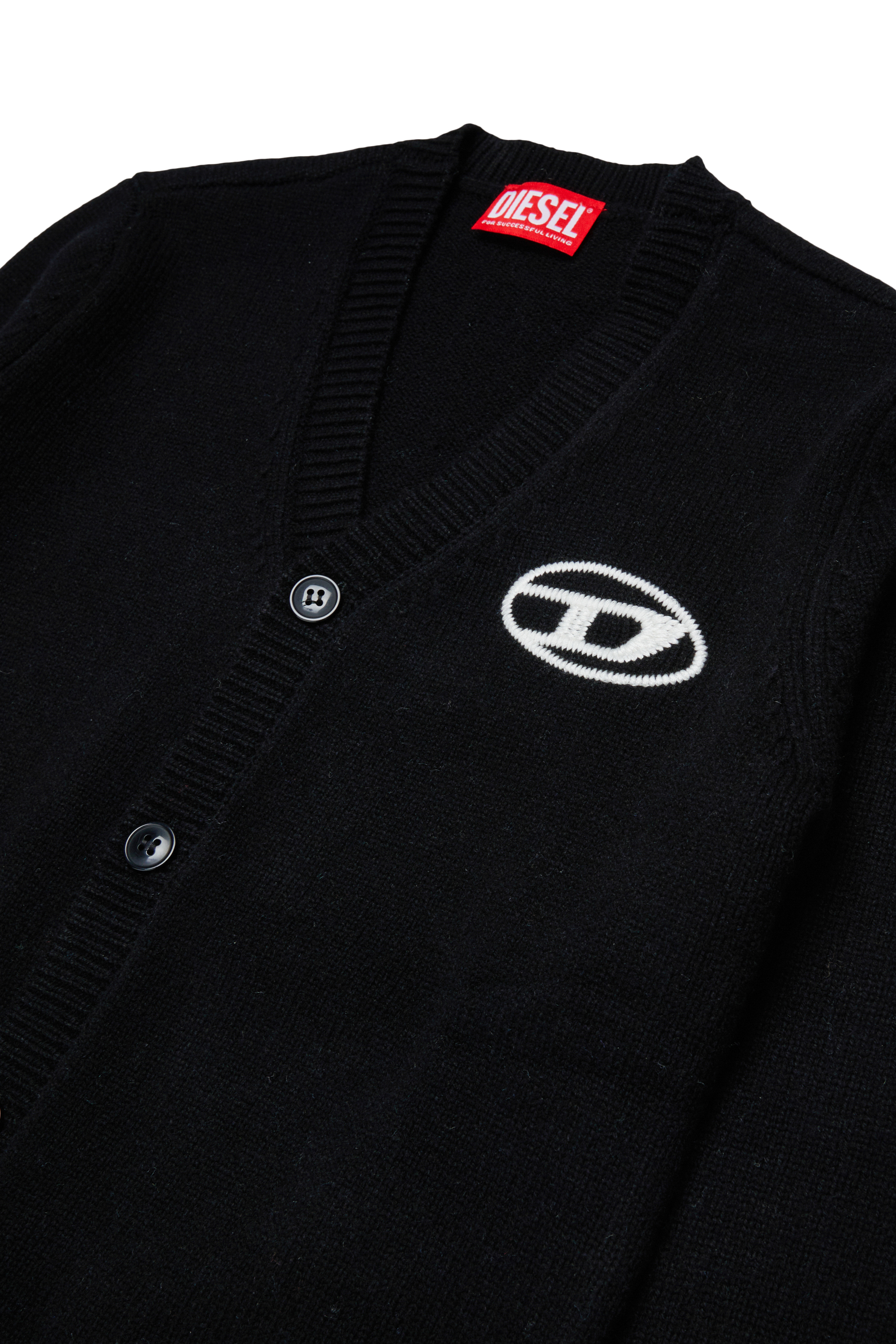 Diesel - KLABO CARDIGAN OVER, Man's Cashmere-enriched cardigan with Oval D logo in Black - 3