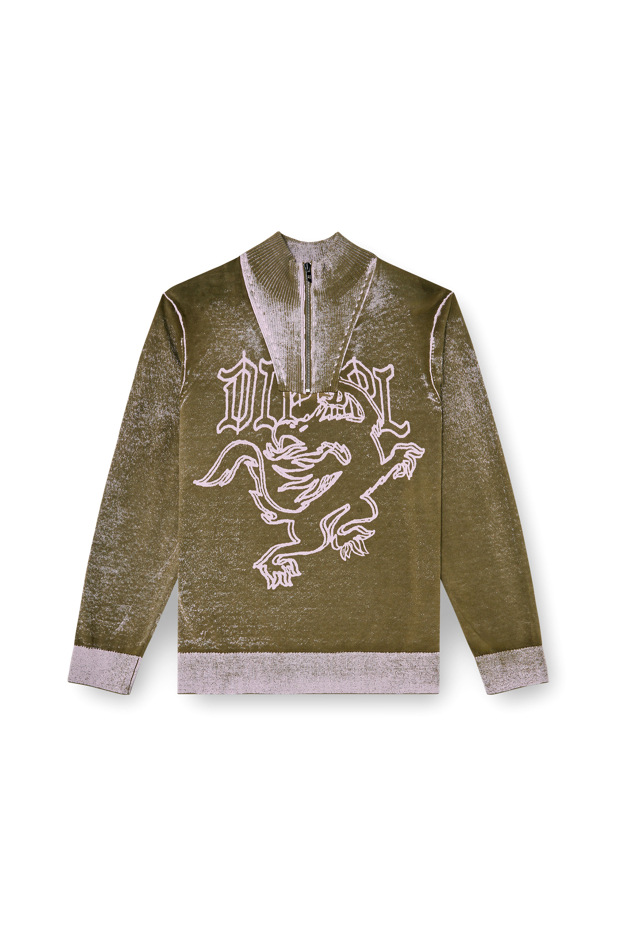 Diesel - K-LAUTARE, Herren Behandelter Half-zip-Pullover mit griffin-Motiv in null - 3