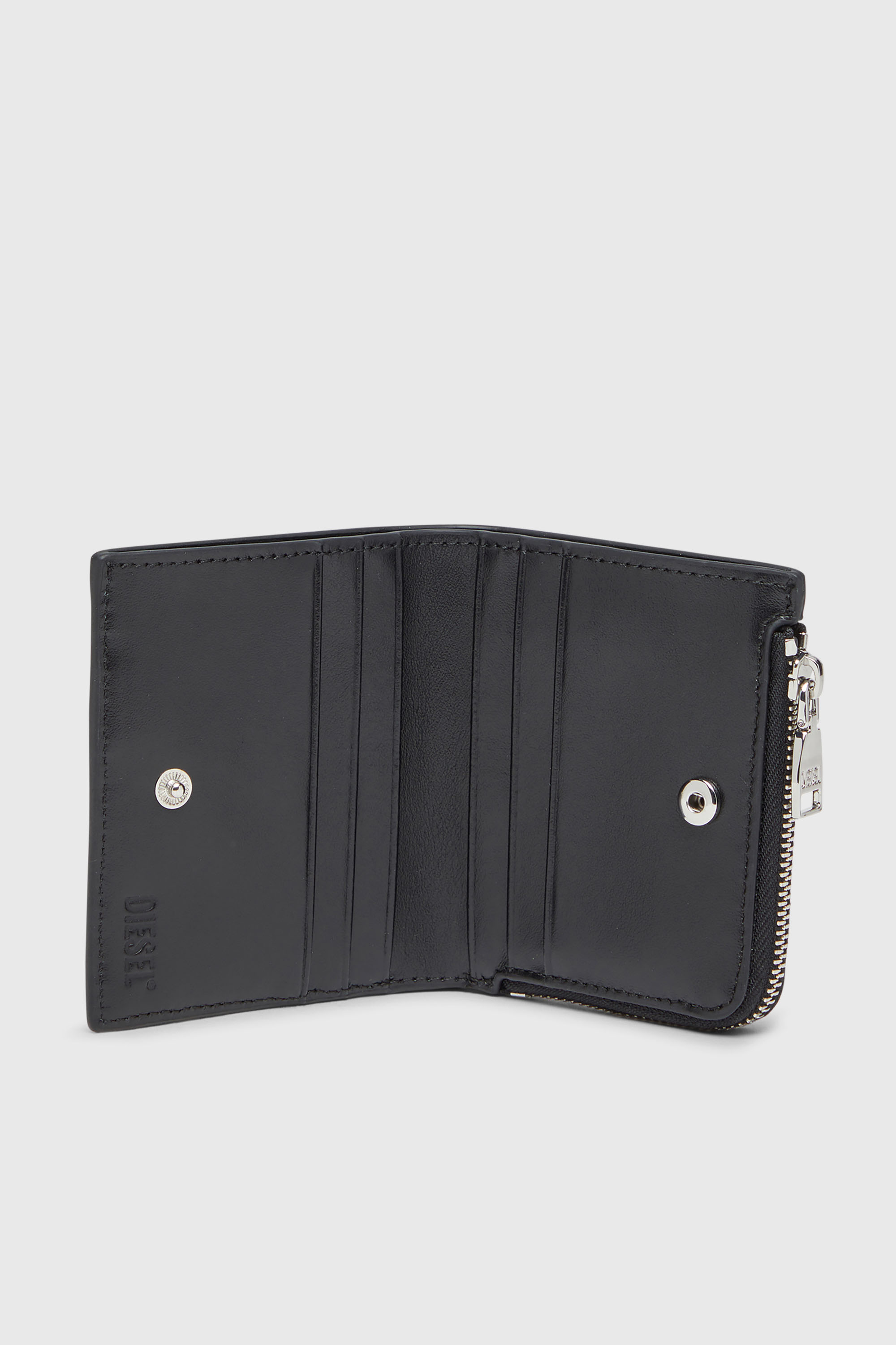 Diesel - PLAY BI FOLD ZIP L, Damen Faltportemonnaie aus gl&auml;nzendem PU in Schwarz - 3