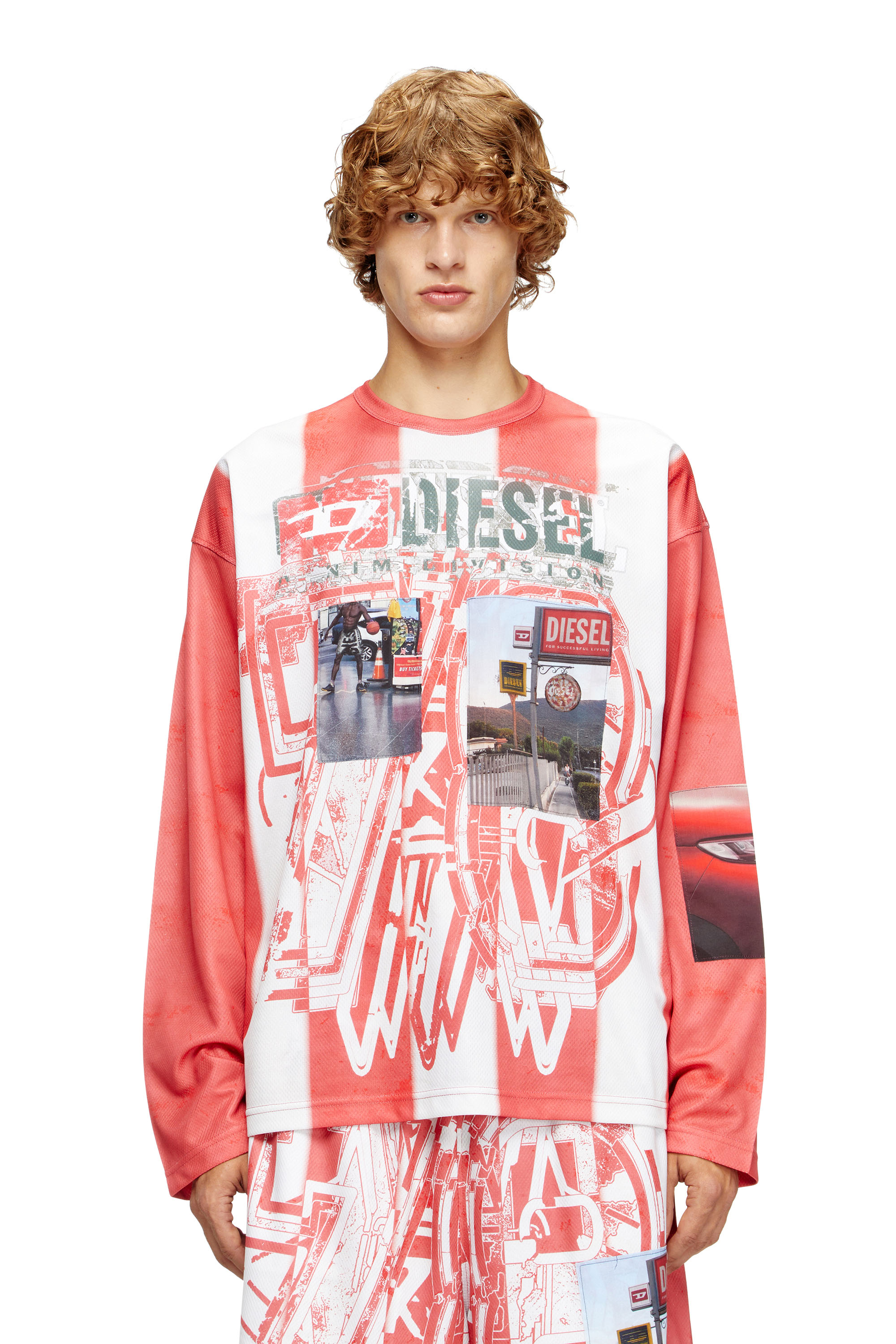 Diesel - T-RUBY, Herren Gestreifte Langarm-T-Shirt mit Foto-Patches in null - 1