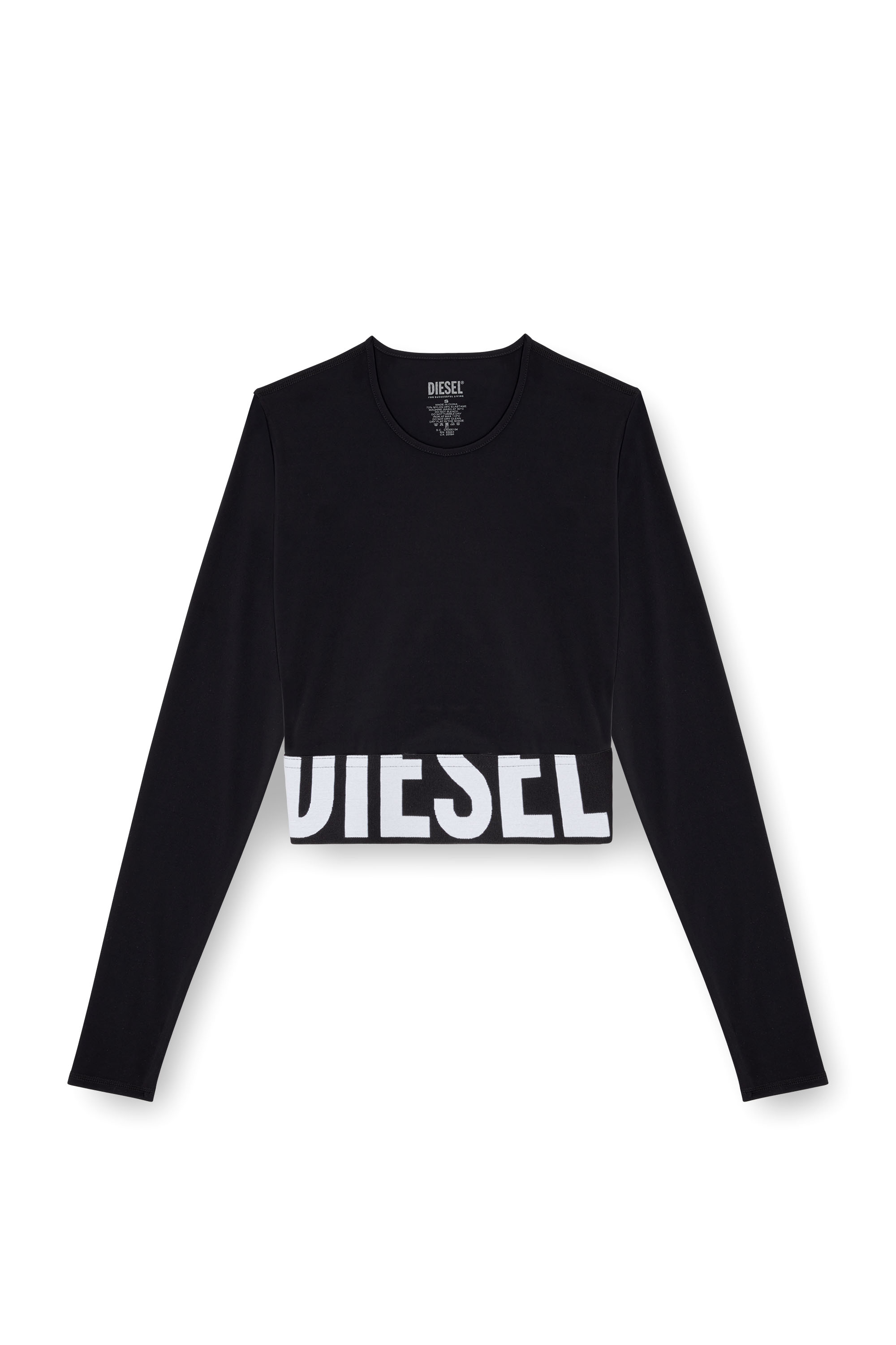 Diesel - MELISSA-D-POP, Damen Verkürzte Oberteil aus Mikrofaser mit Cut-off-Logo in Schwarz - 2
