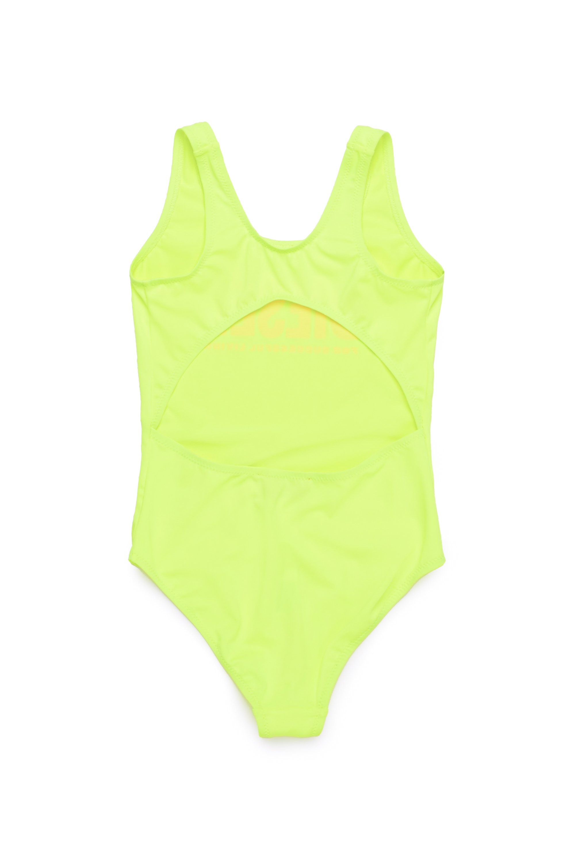 Diesel - MIATIS, Woman's Open-back swimsuit with logo print in Yellow Fluo - 2