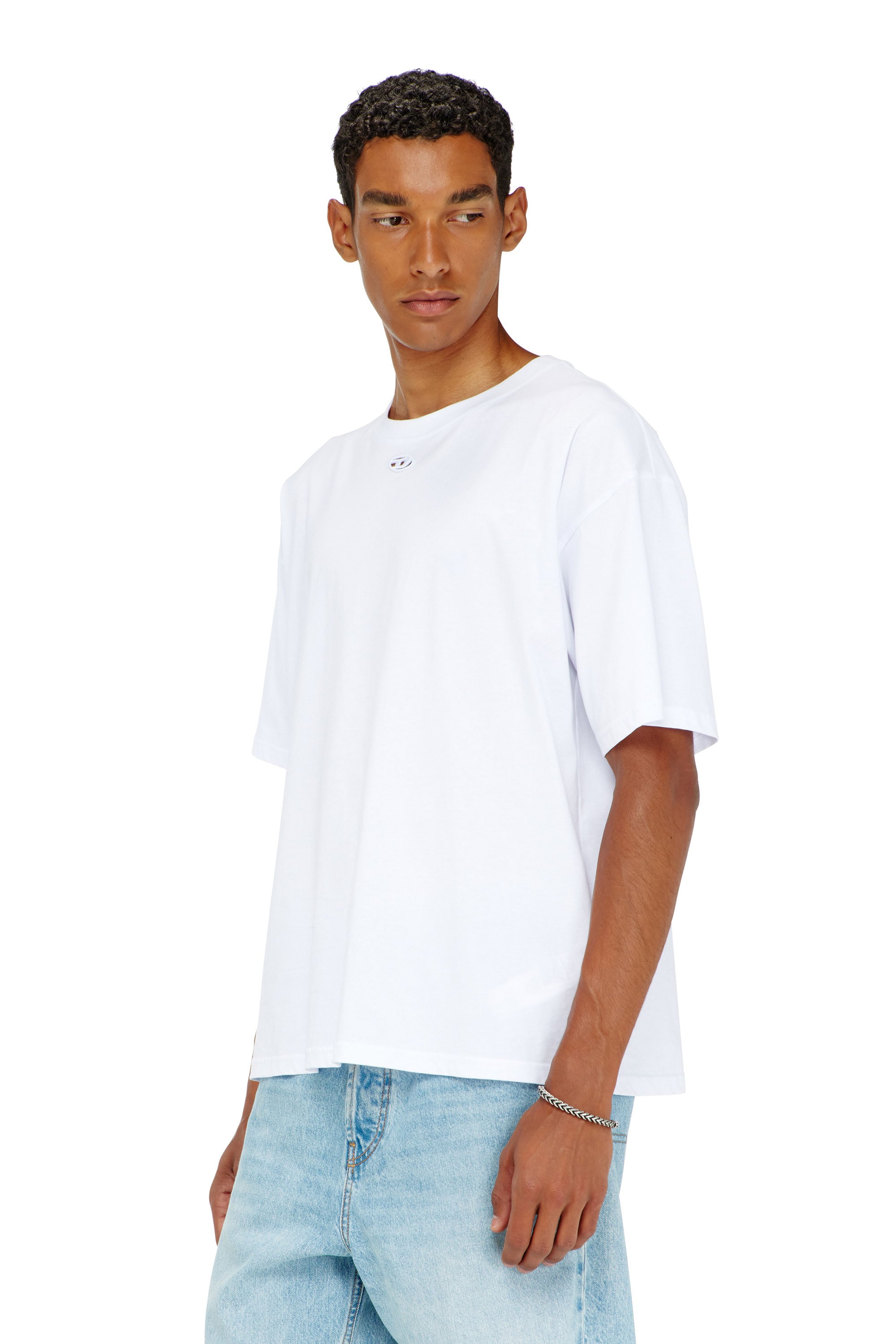 Diesel - T-BOXT-DCO, Herren Locker geschnittenes Baumwoll-T-Shirt mit Oval D Stickerei in Wei&szlig; - 1