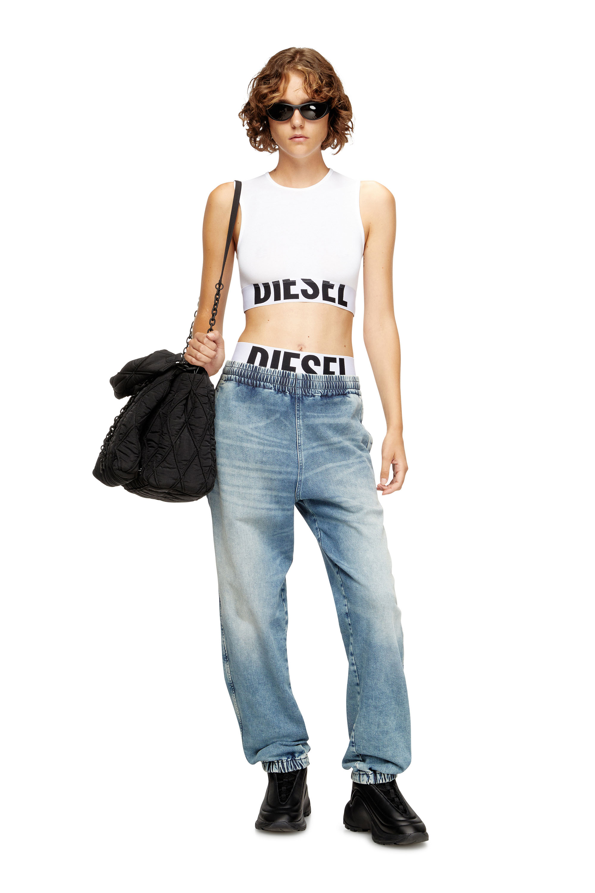 Diesel - ADA-D-POP, Damen Verk&uuml;rztes Tanktop mit Cut-off-Logo in Wei&szlig; - 4