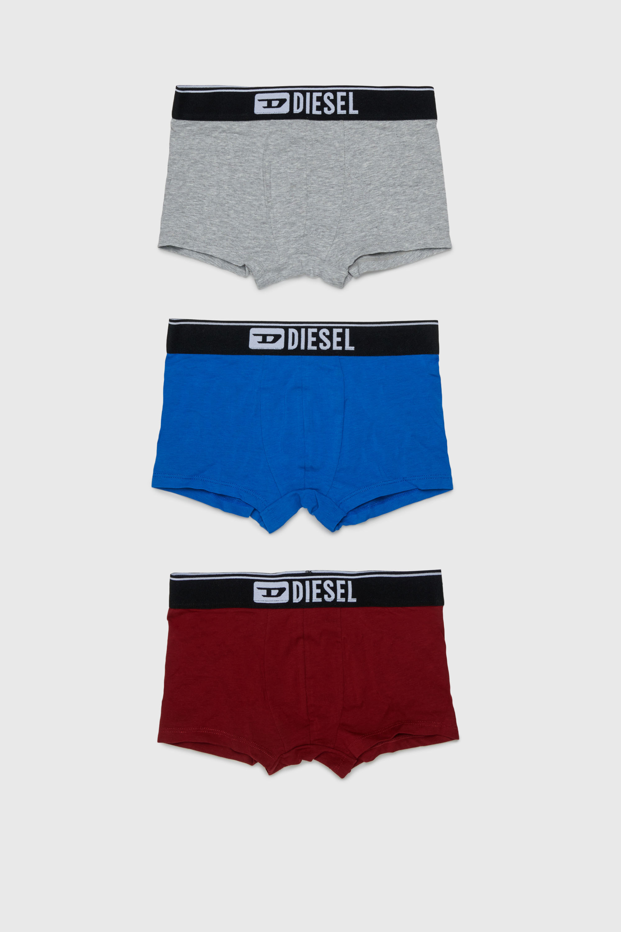 Diesel - UM-UGINTRIPACK-DD, Man's 3-pack boxer briefs in stretch cotton in Grey/Red - 1