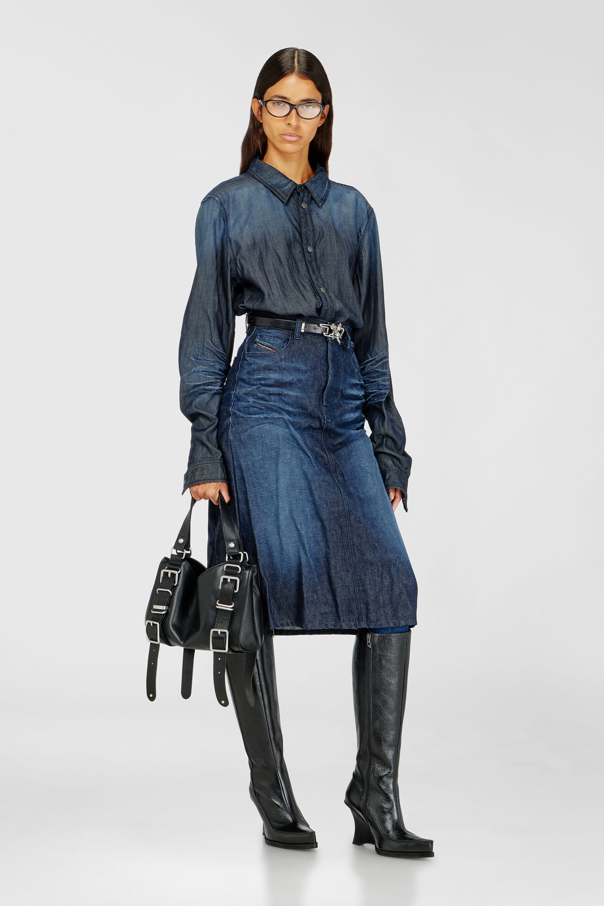 Diesel - D-LUCETTE-90-KB W, Damen D-Lucette-Kniehohe Stiefel aus Leder in Schwarz - 2