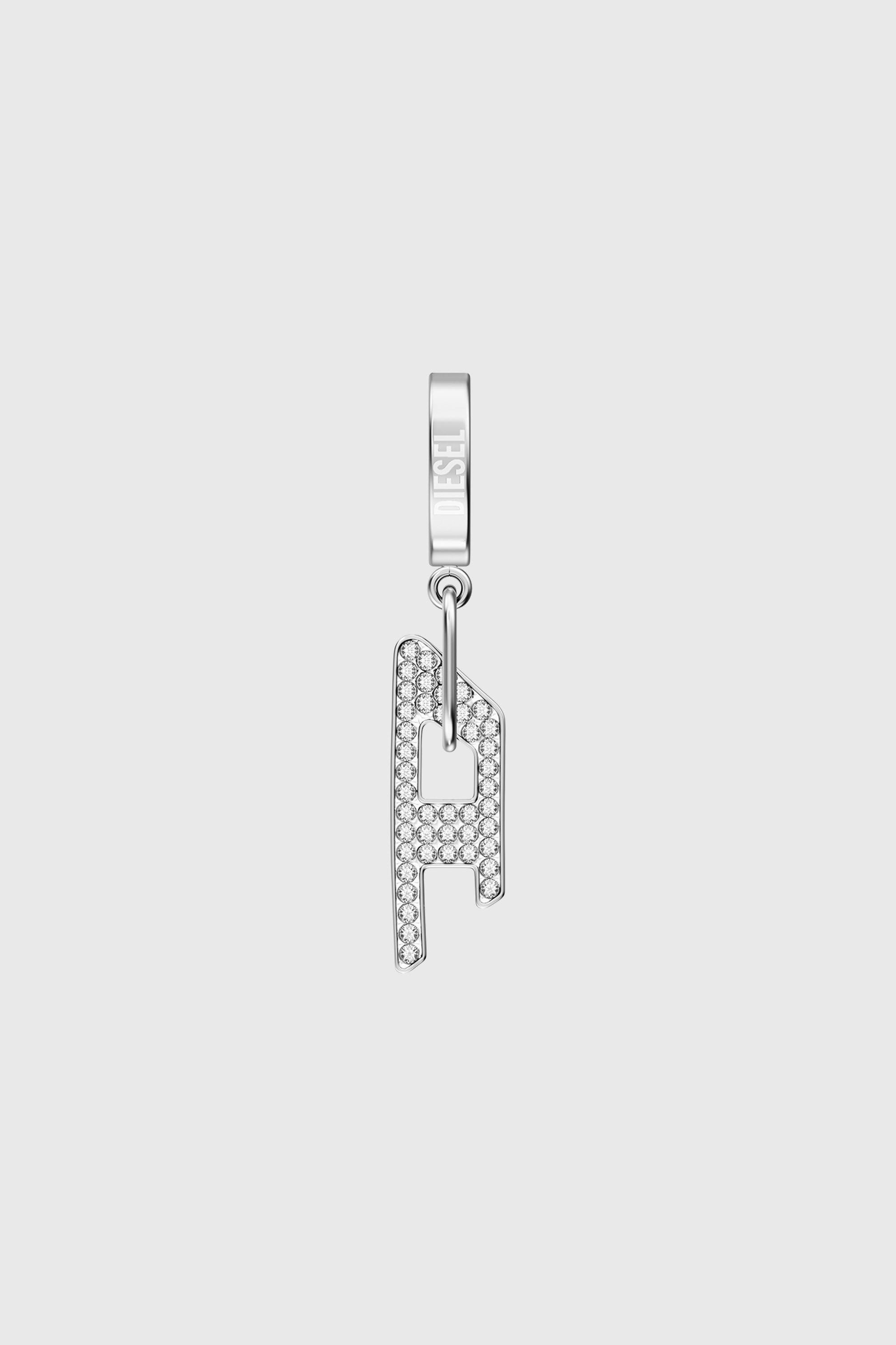 Diesel - DX1706040 JEWELLERY, Unisex Ohrh&auml;nger aus Edelstahl mit Glitzereffekt und D-Anh&auml;nger in Silber - 2
