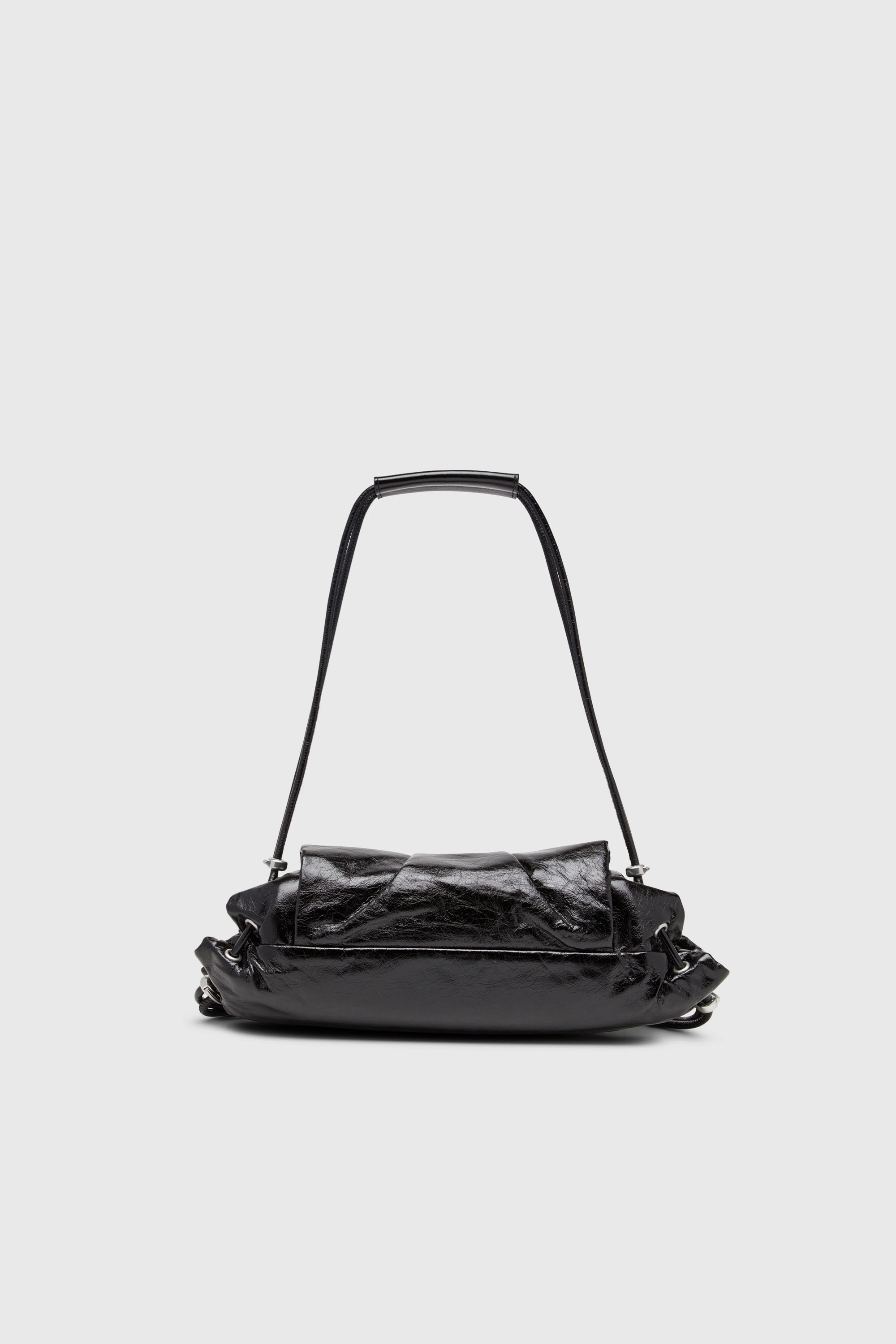 Diesel - SCRUNCH-D SHOULDER S, Damen Scrunch-D-Schultertasche aus Knitter-Leder in Schwarz - 2