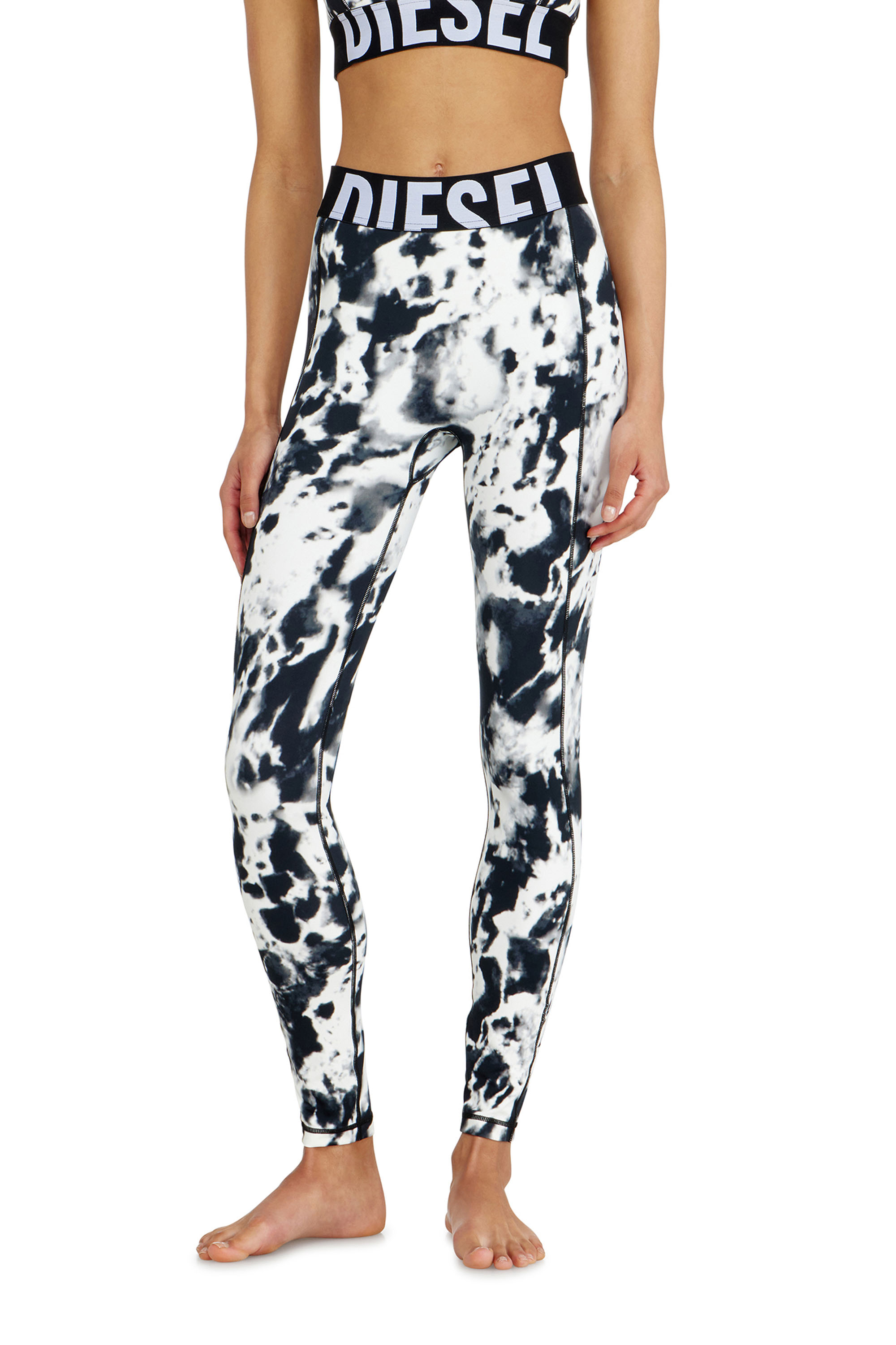 Diesel - ADELINE-D-POP, Damen Leggings aus bedruckter Mikrofaser in Weiss/Schwarz - 2