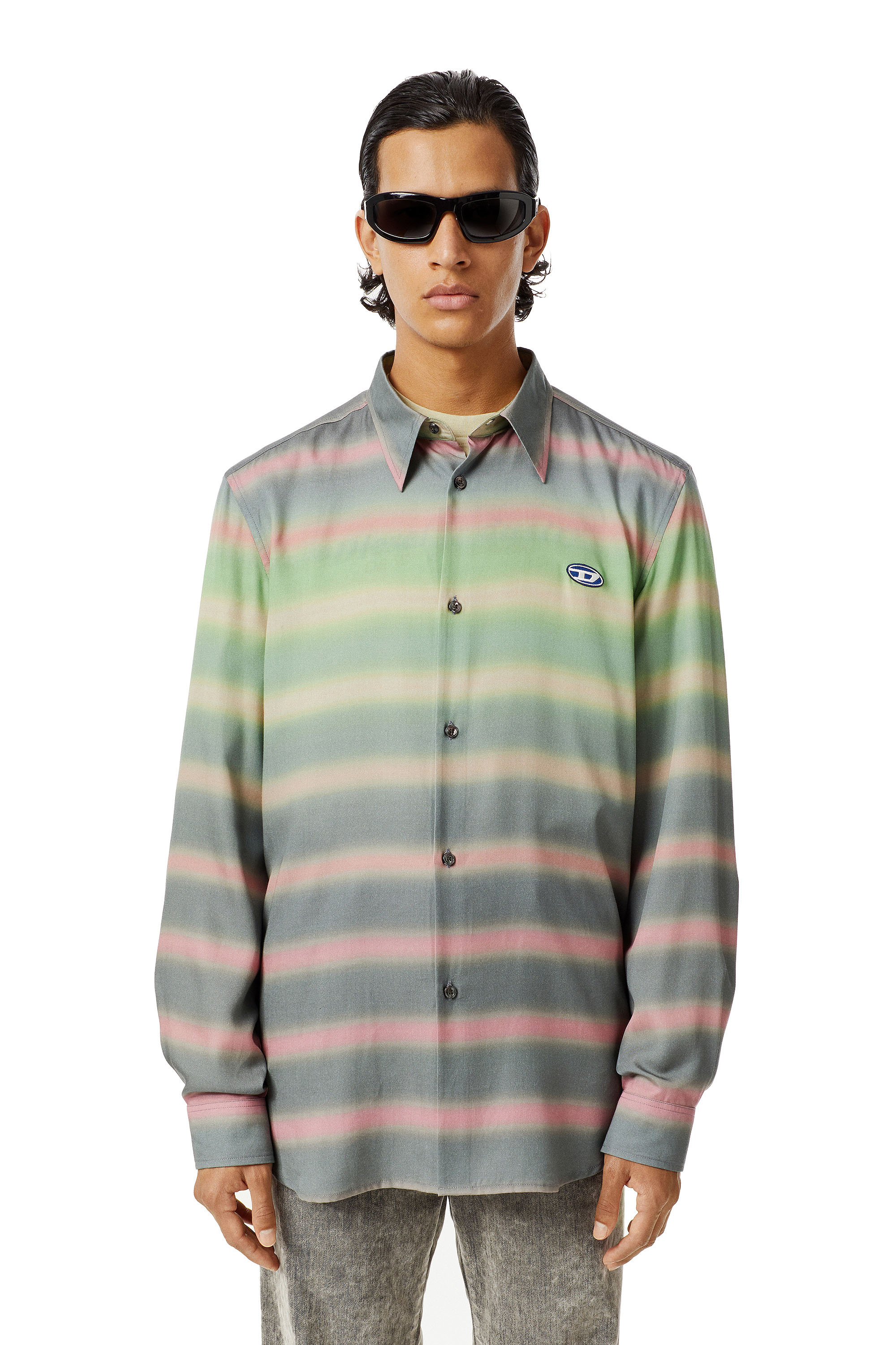 S-TUCKER-STRIPE, Grün/Grau - Hemden