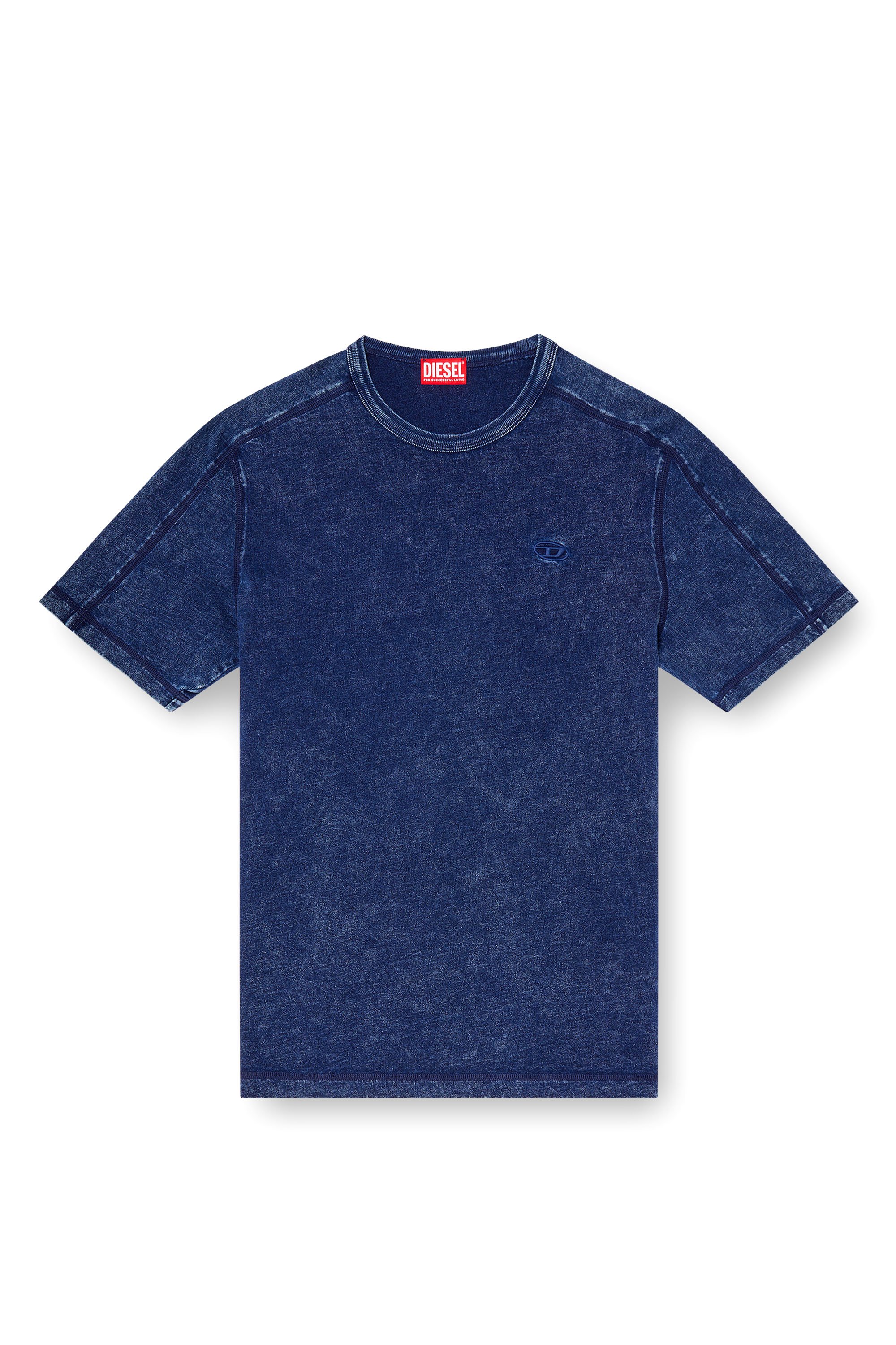 Diesel - T-ADJIND, Herren T-Shirt aus Jersey in Denim-Optik in Blau - 3