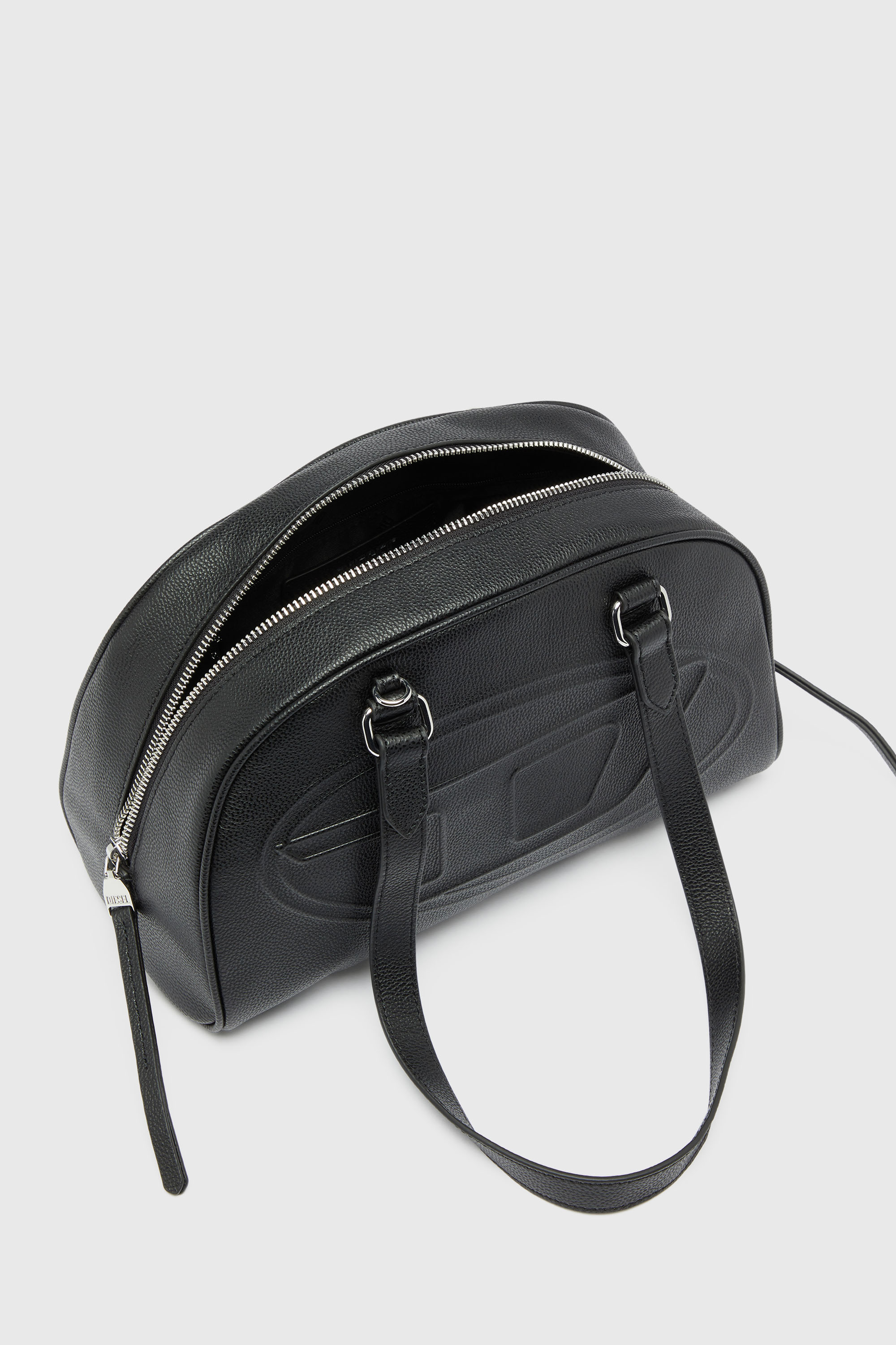 Diesel - 1DR DOME SHOULDER, Unisex 1DR Dome - Boston Bag aus Leder mit gepr&auml;gtem Logo in Schwarz - 5