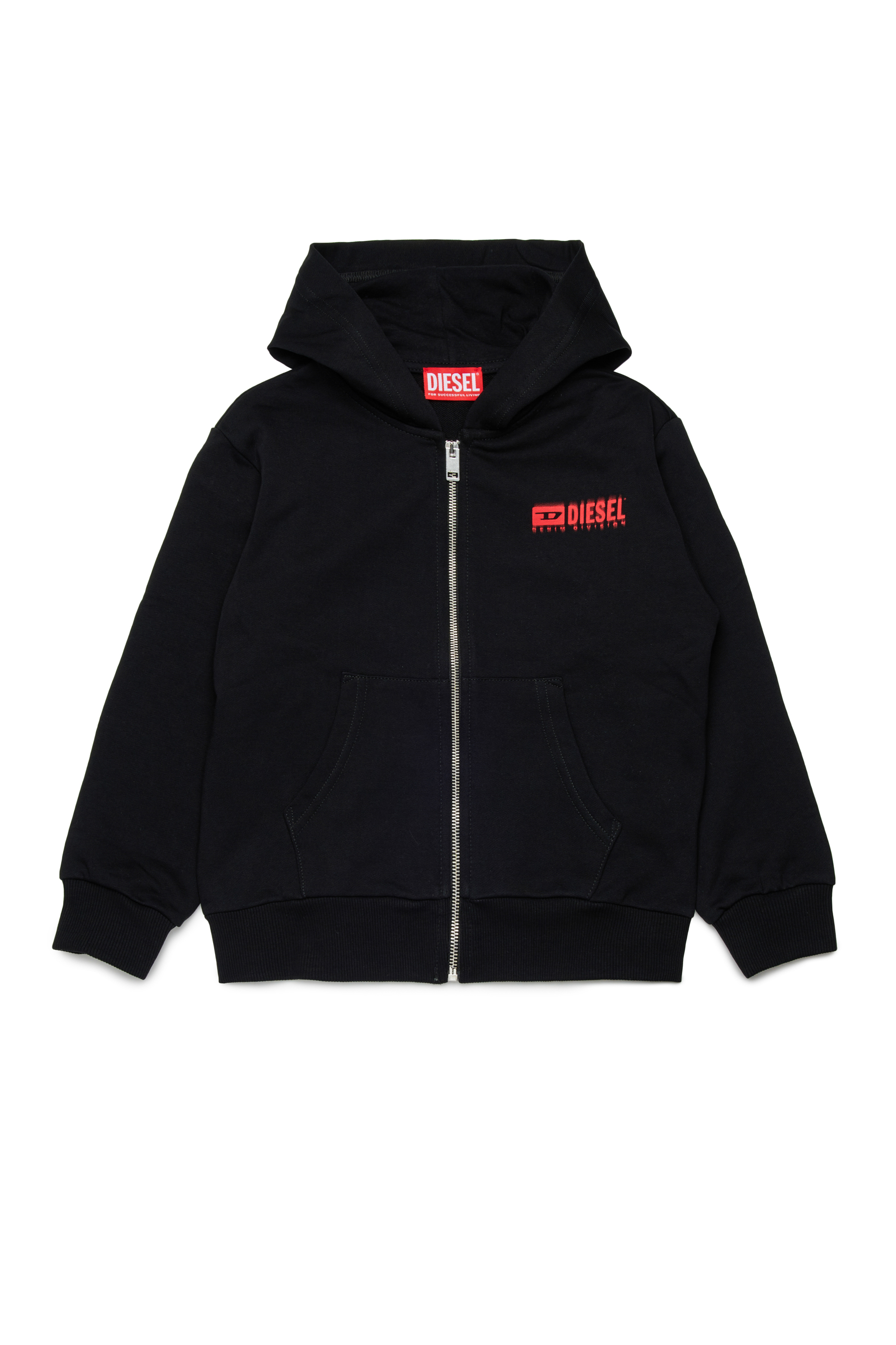 Diesel - SVOUGZIP OVER, Herren Reißverschluss-Hoodie mit verschmiertem Logo in Schwarz - 1