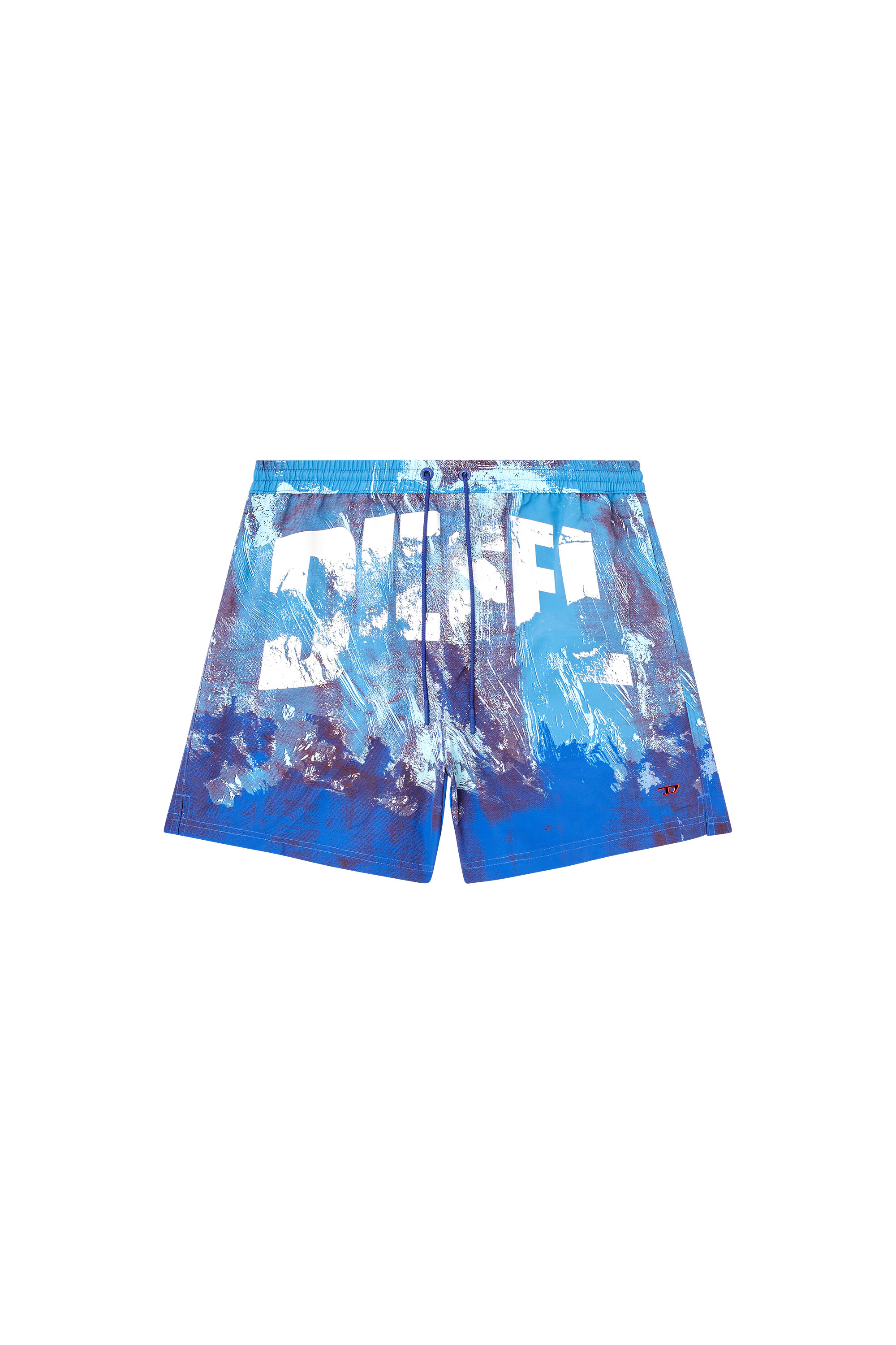 Diesel - RIO-41-D-POP, Herren Mittellange Bade-Shorts mit Grafik-Print in Hellblau - 4