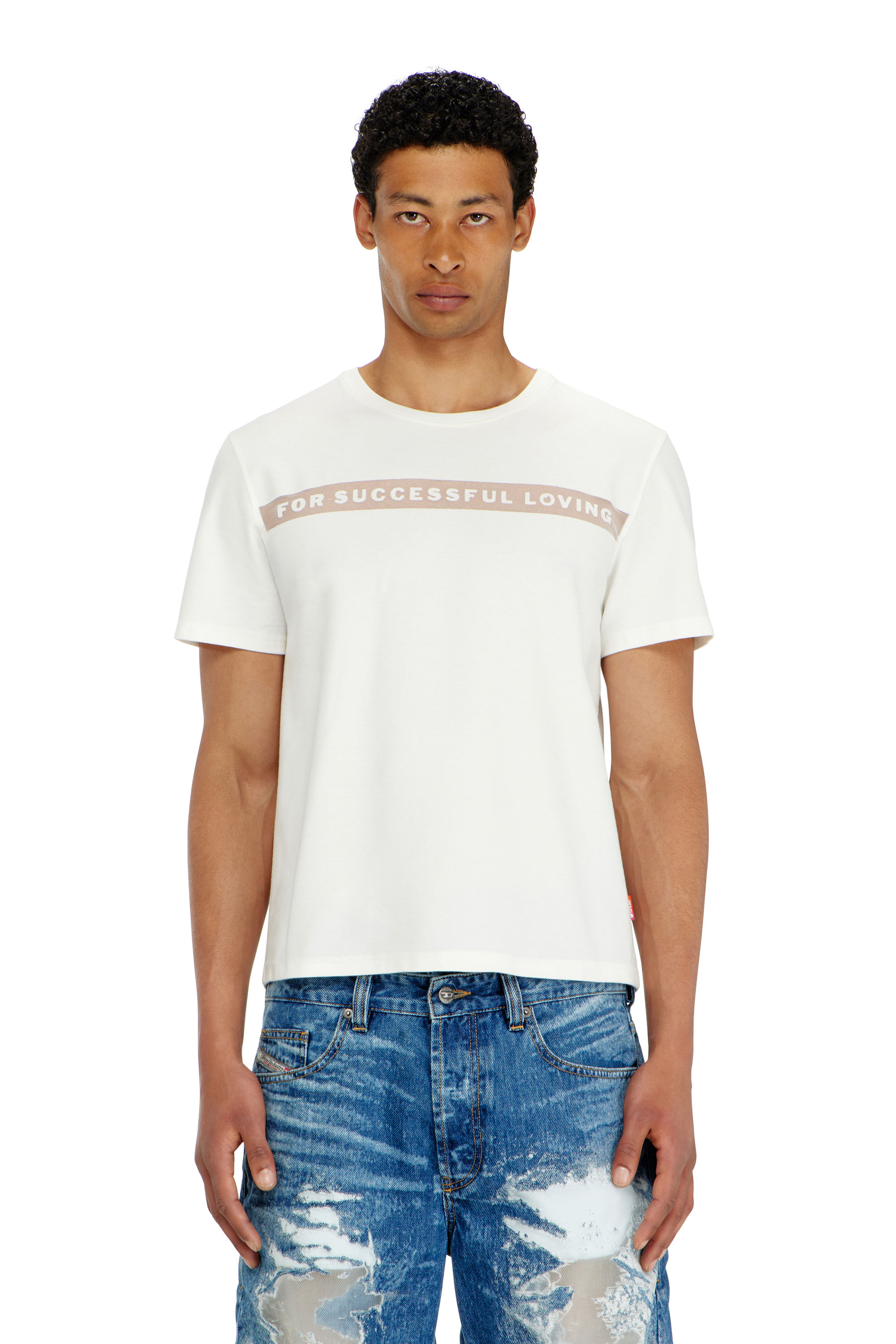 Diesel - PR-T-NOTS-CHI-R, Unisex T-Shirt mit For Successful Loving Logo in Wei&szlig; - 1