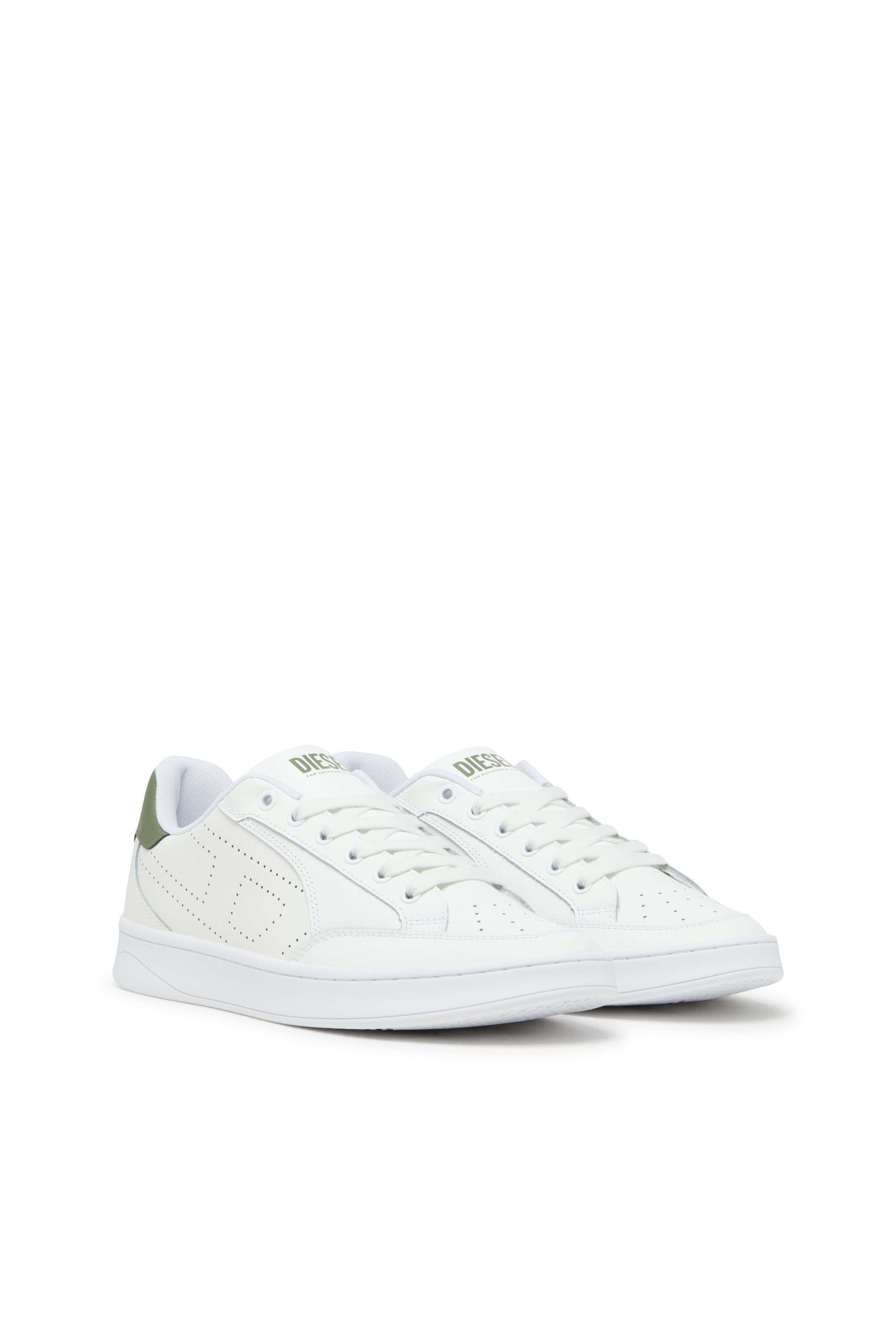 Diesel - S-DAKOTA LOW, Herren S-Dakota-Sneakers aus Leder mit perforiertem Logo in Weiss/Grün - 2