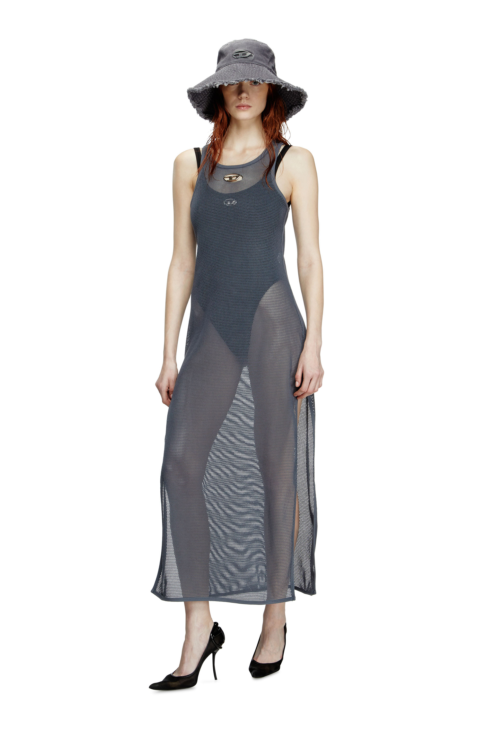 Diesel - JENNIFER-UTLT, Damen Strand-Kleid aus Mesh in Grau - 1