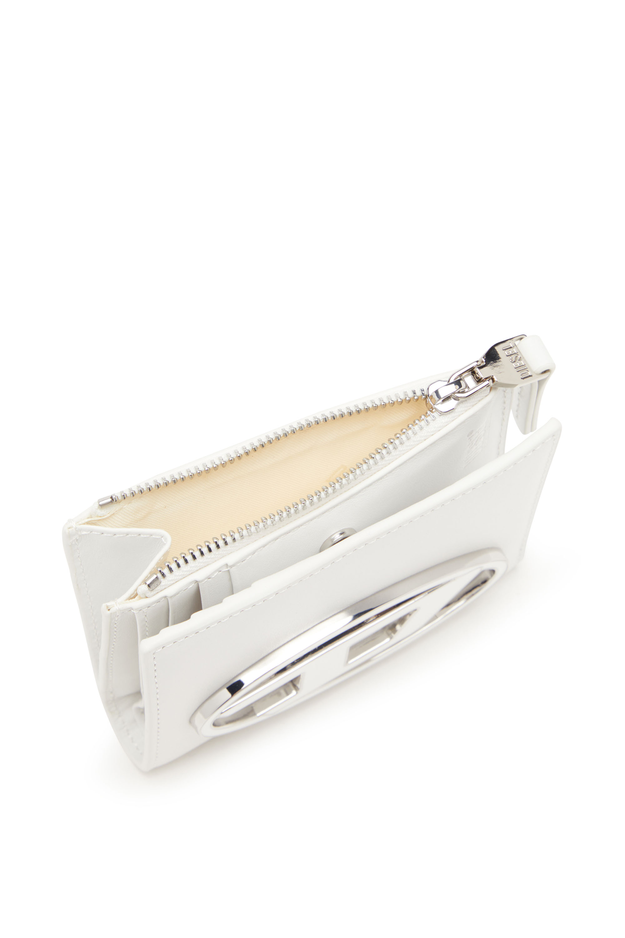 Diesel - 1DR BI-FOLD ZIP II, Damen Kleines Portemonnaie aus Leder mit Logo-Plakette in Weiß - 4