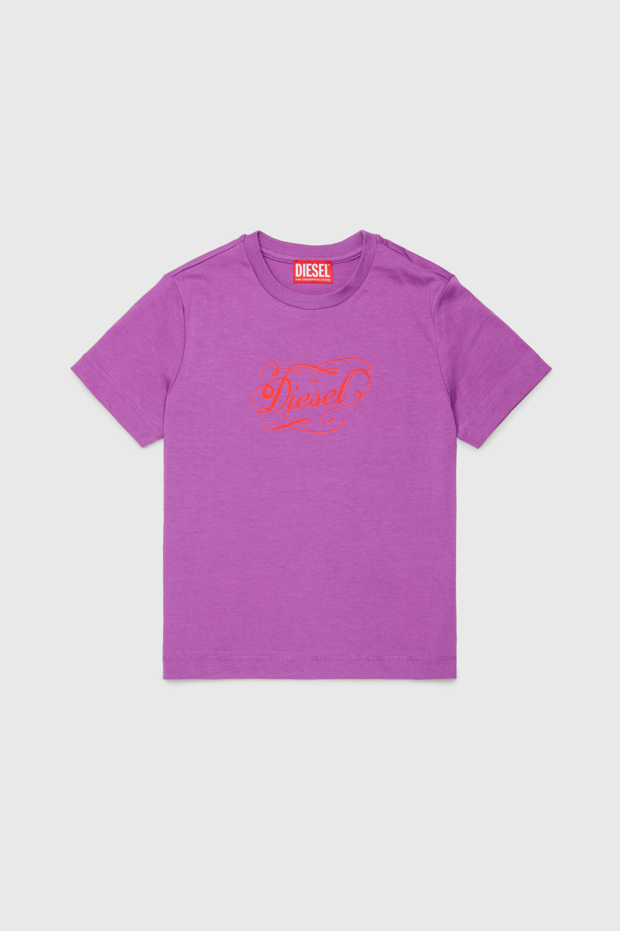 Diesel - TORSAL, Damen Baumwoll-T-Shirt mit verspieltem Logo-Print in Violett - 1