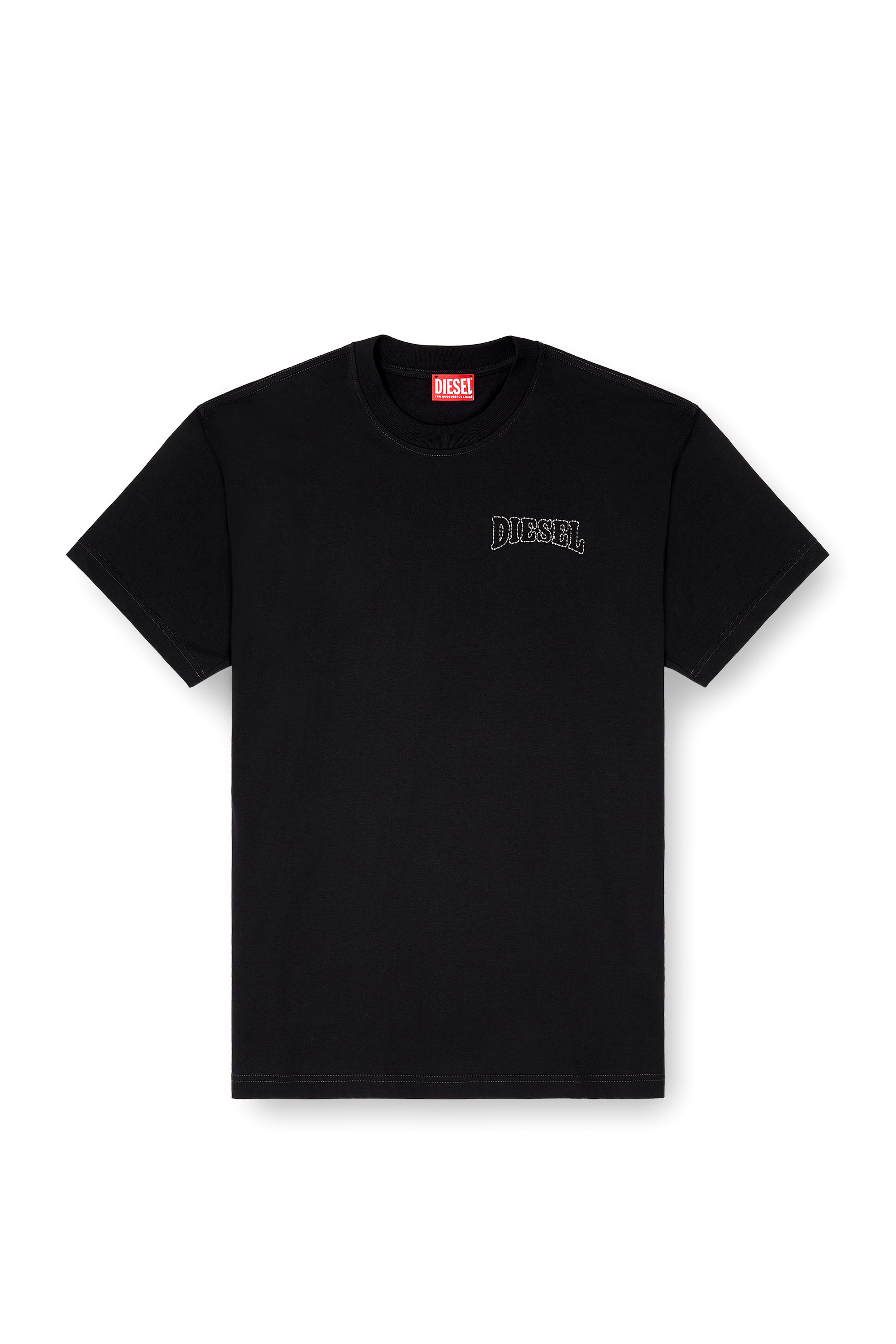 Diesel - T-NORM-V16, Herren Regul&auml;res Baumwoll-T-Shirt mit Diesel-Stickerei in Schwarz - 2