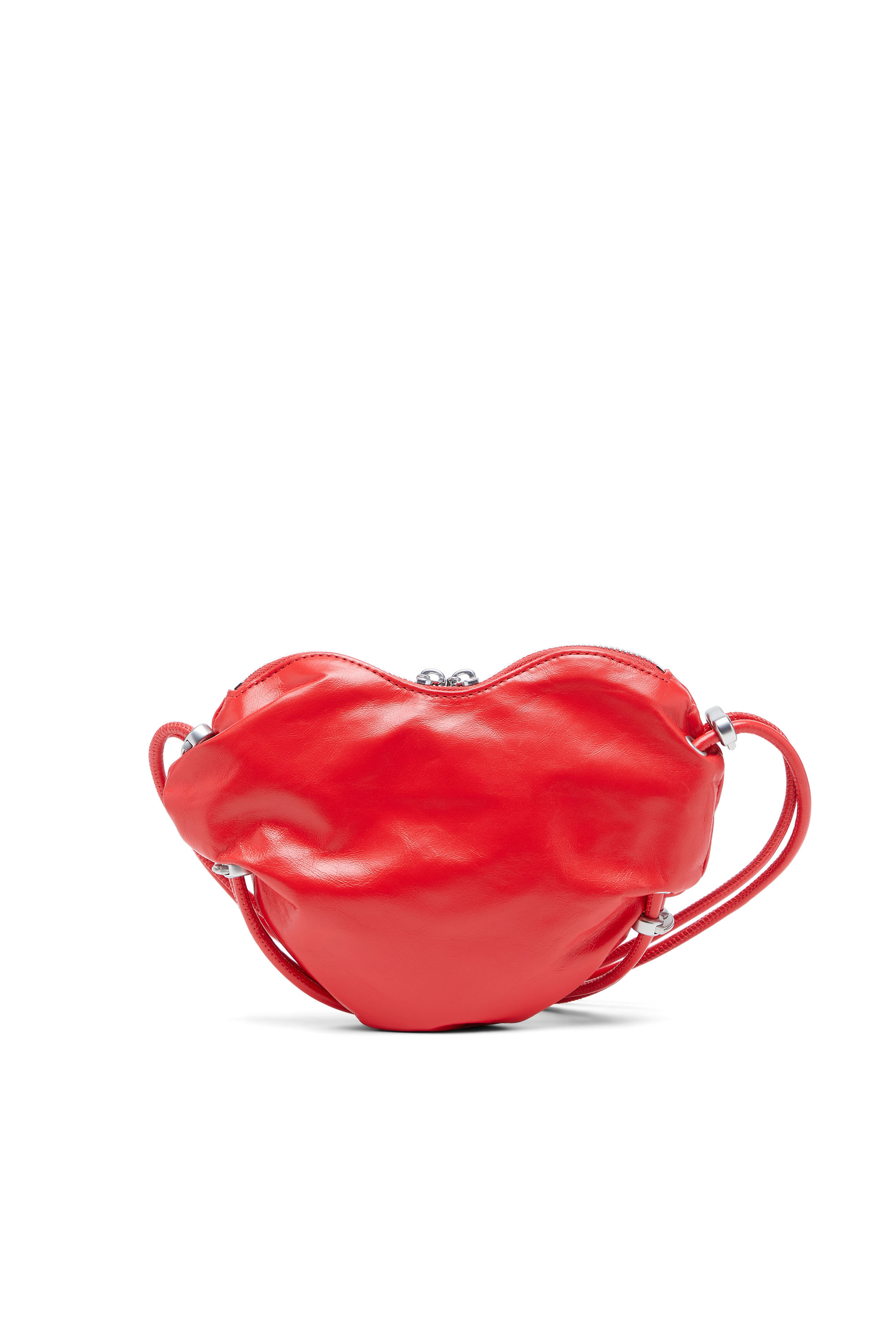 Diesel - SCRUNCH-D HEART, Damen Scrunch-D-Heart Schultertasche aus geknautschtem Leder in Rot - 2